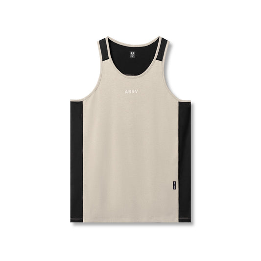 0809. Supima® Mesh Panel Training Singlet - Sand Smoke | ASRV US