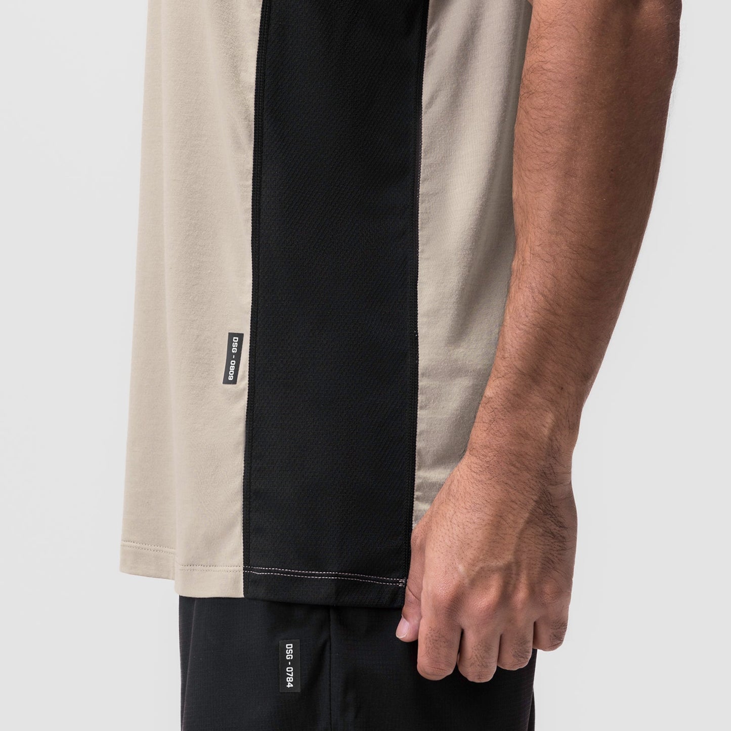 0809. Supima® Mesh Panel Training Singlet - Sand Smoke | ASRV US