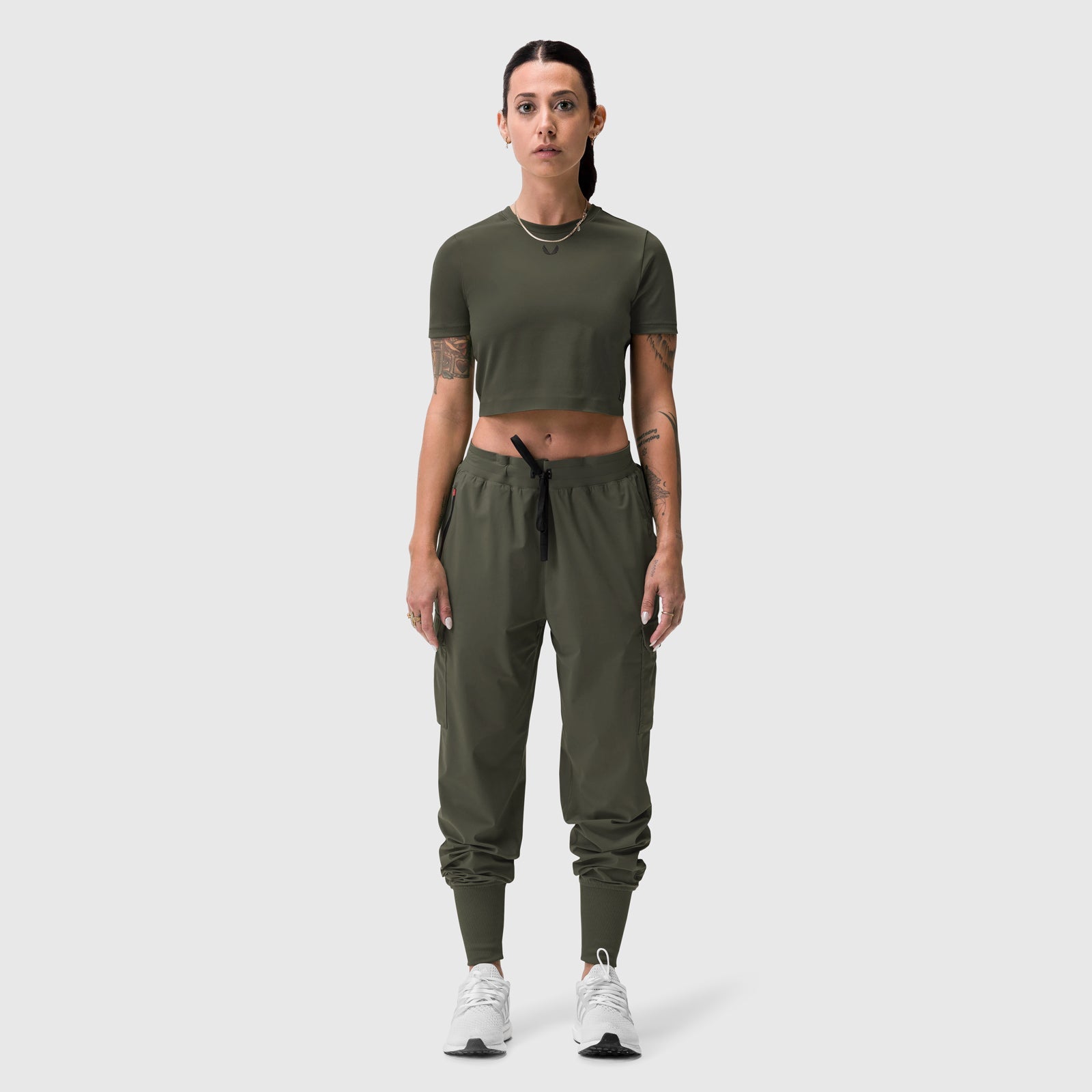 W019. LYCRA® Cropped Tee Olive | ASRV sale