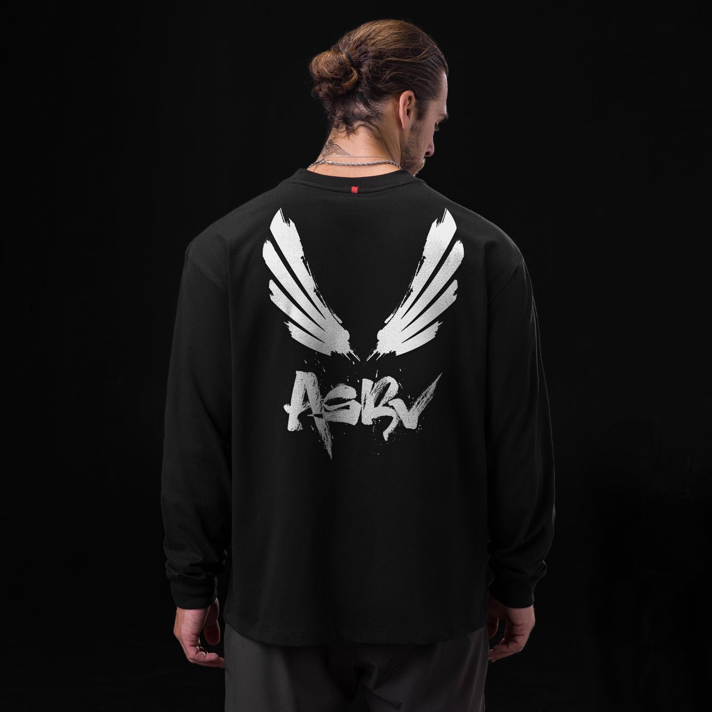 0851. Tech Essential™ Relaxed Long Sleeve Black "Brush Wings/ASRV" | ASRV Discount