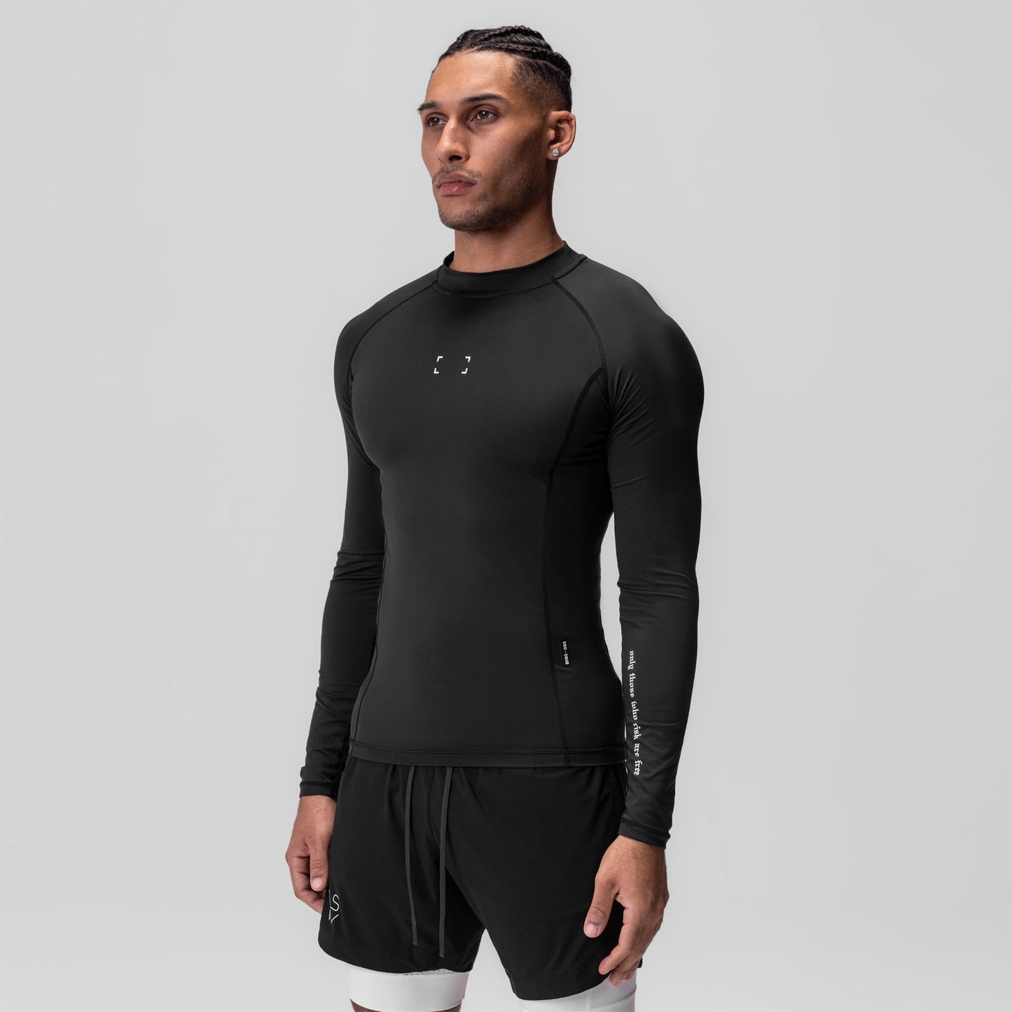 0908. WarpFlexx® Compression Mock Neck Long Sleeve Black "Space Brac | ASRV sale