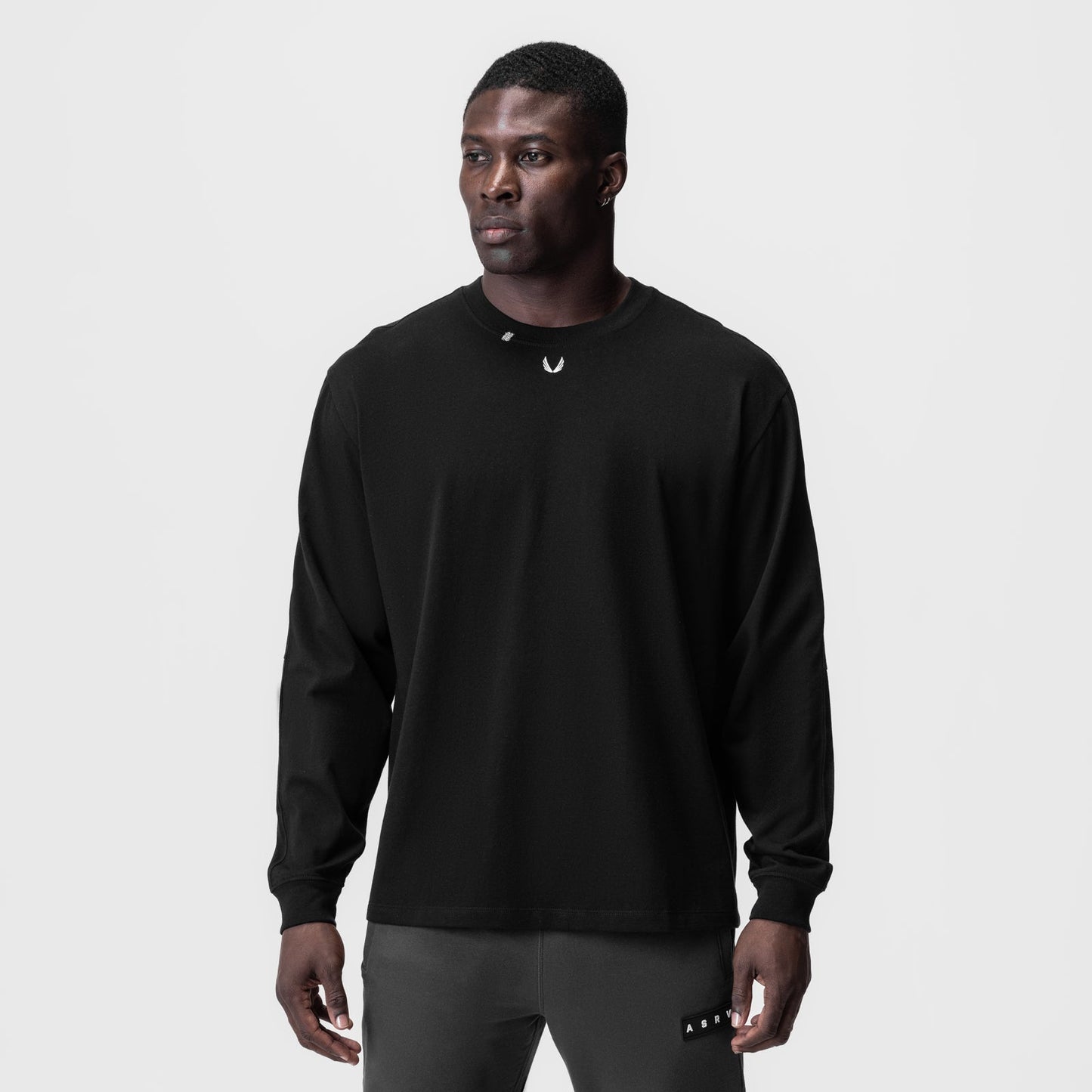 0851. Tech Essential™ Relaxed Long Sleeve Black/White "OTWR" | ASRV for sale