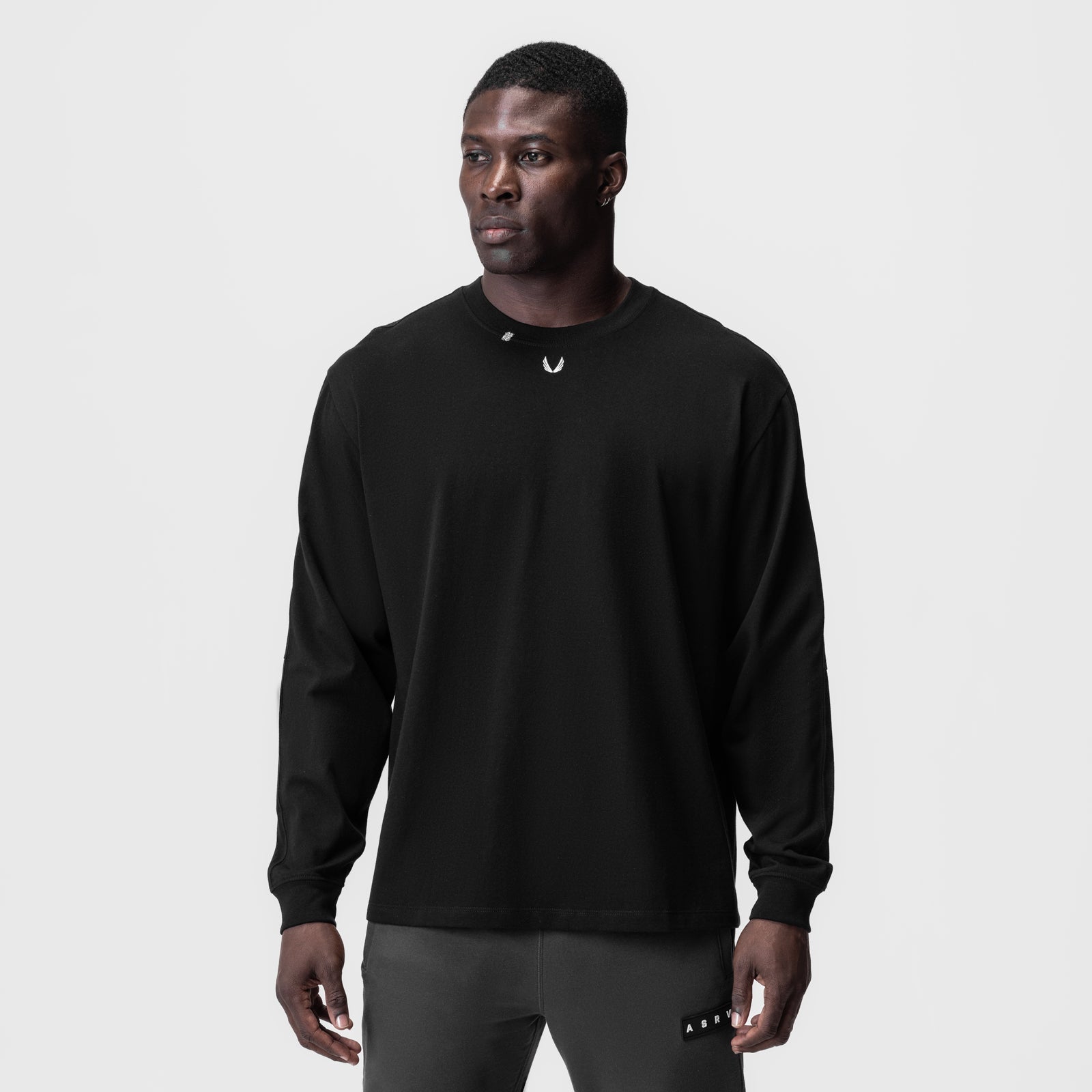 0851. Tech Essential™ Relaxed Long Sleeve Black/White "OTWR" | ASRV for sale