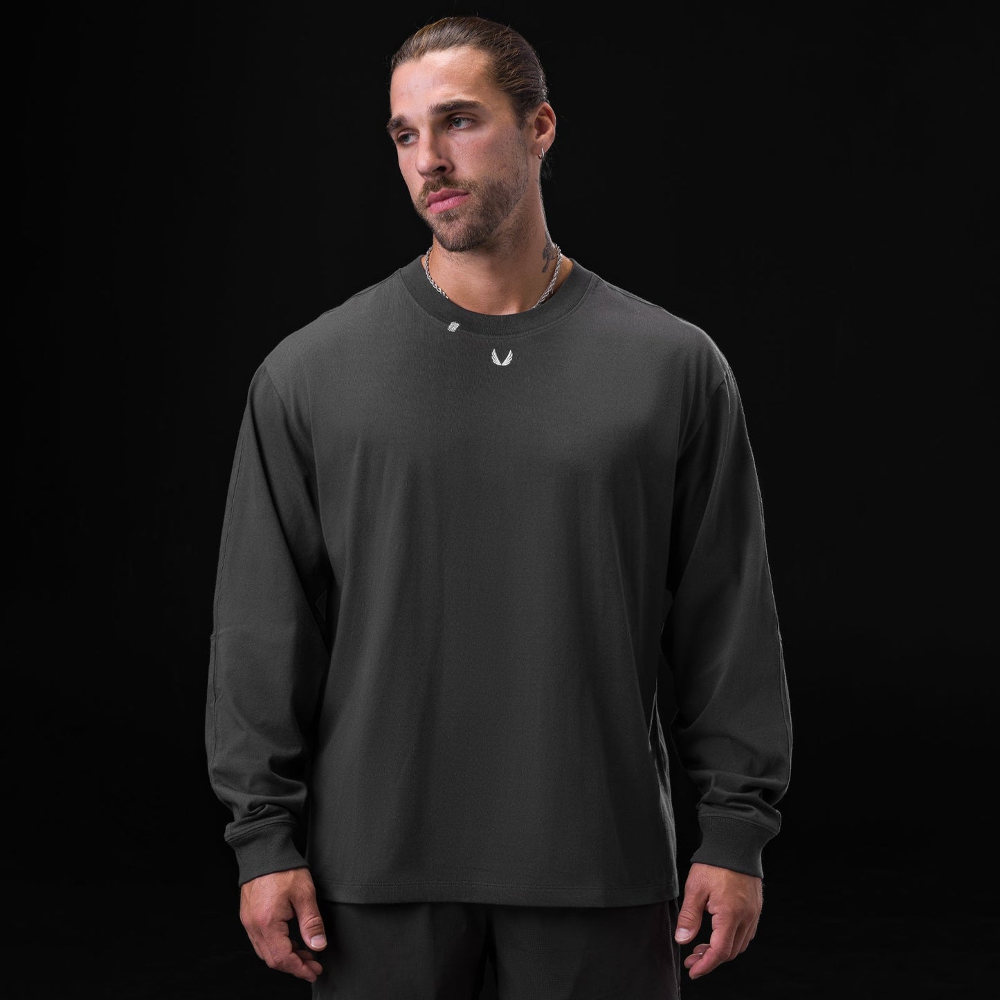 0851. Tech Essential™ Relaxed Long Sleeve Space Grey/White "OTWR" | ASRV sale