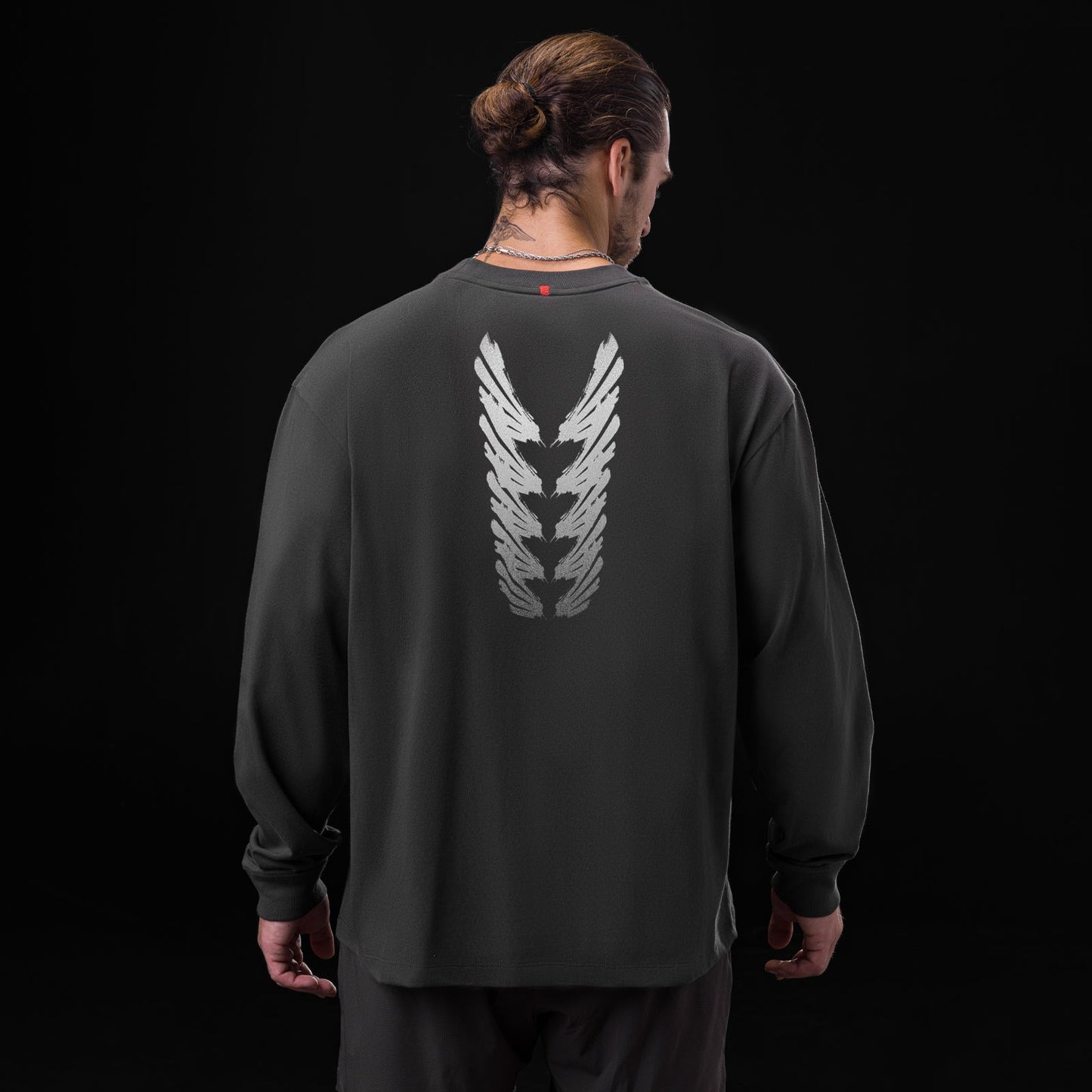 0851. Tech Essential™ Relaxed Long Sleeve Space Grey "Brush Stroke" | ASRV discount