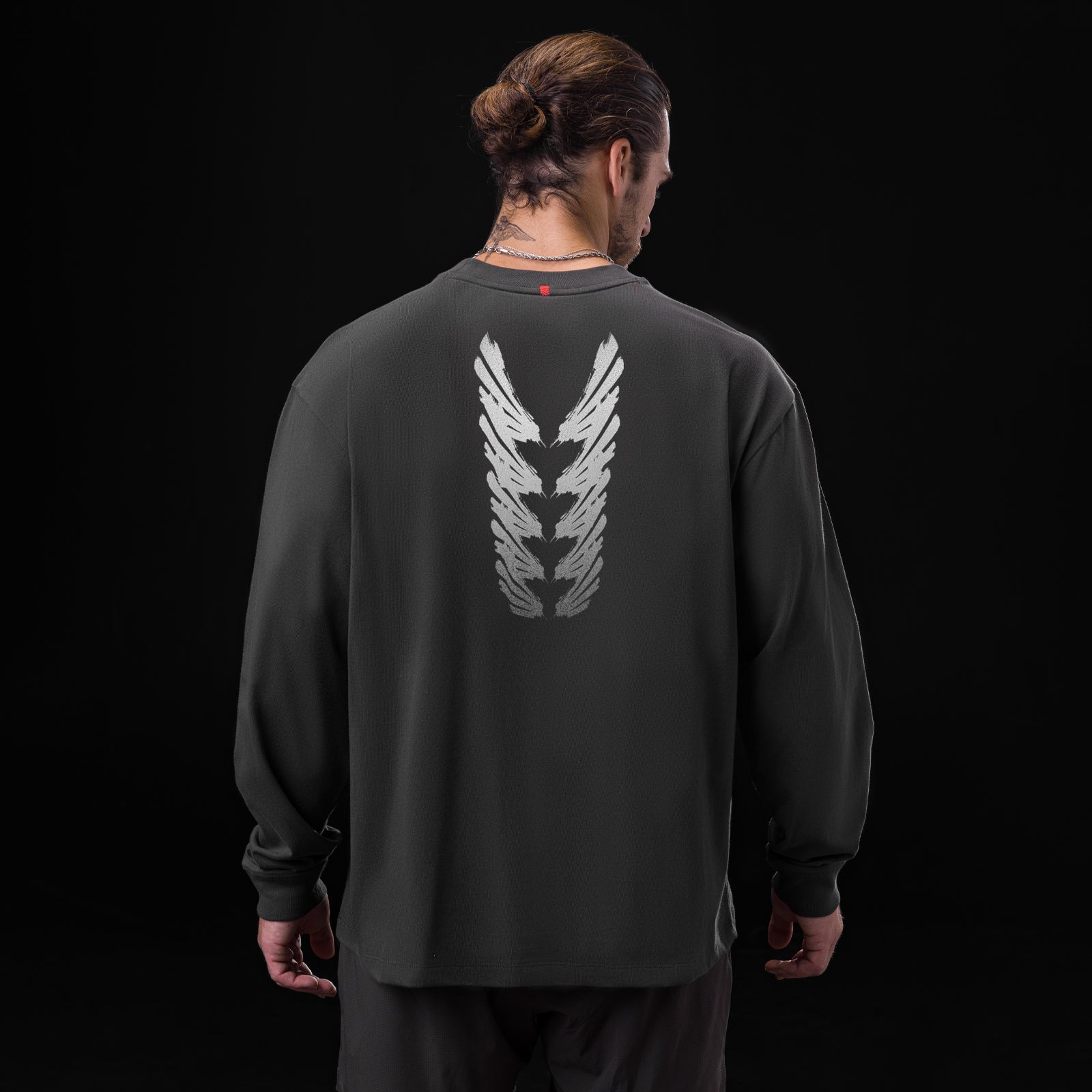 0851. Tech Essential™ Relaxed Long Sleeve Space Grey "Brush Stroke" | ASRV discount