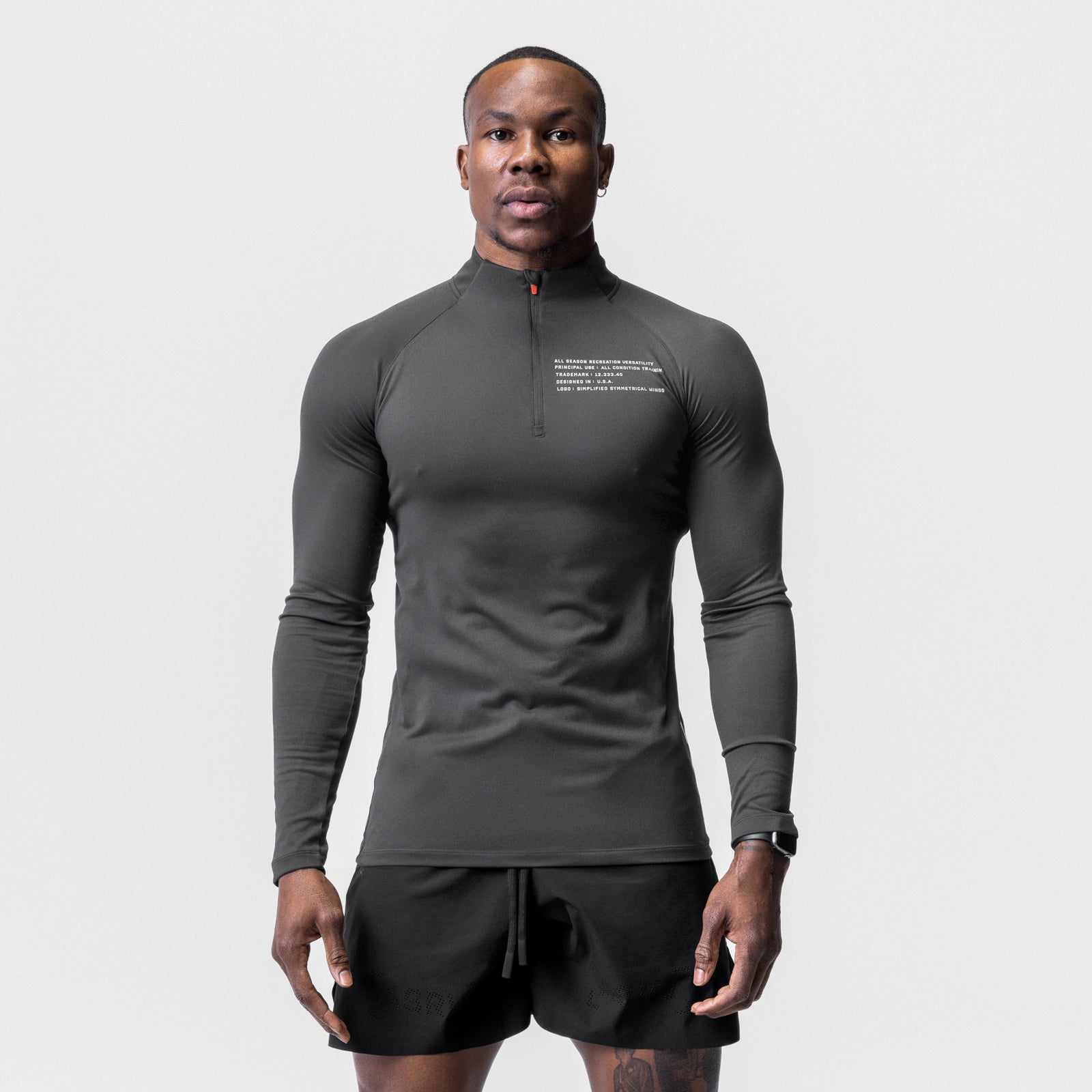 0725. Core Fitted Quarter Zip Space Grey | ASRV US