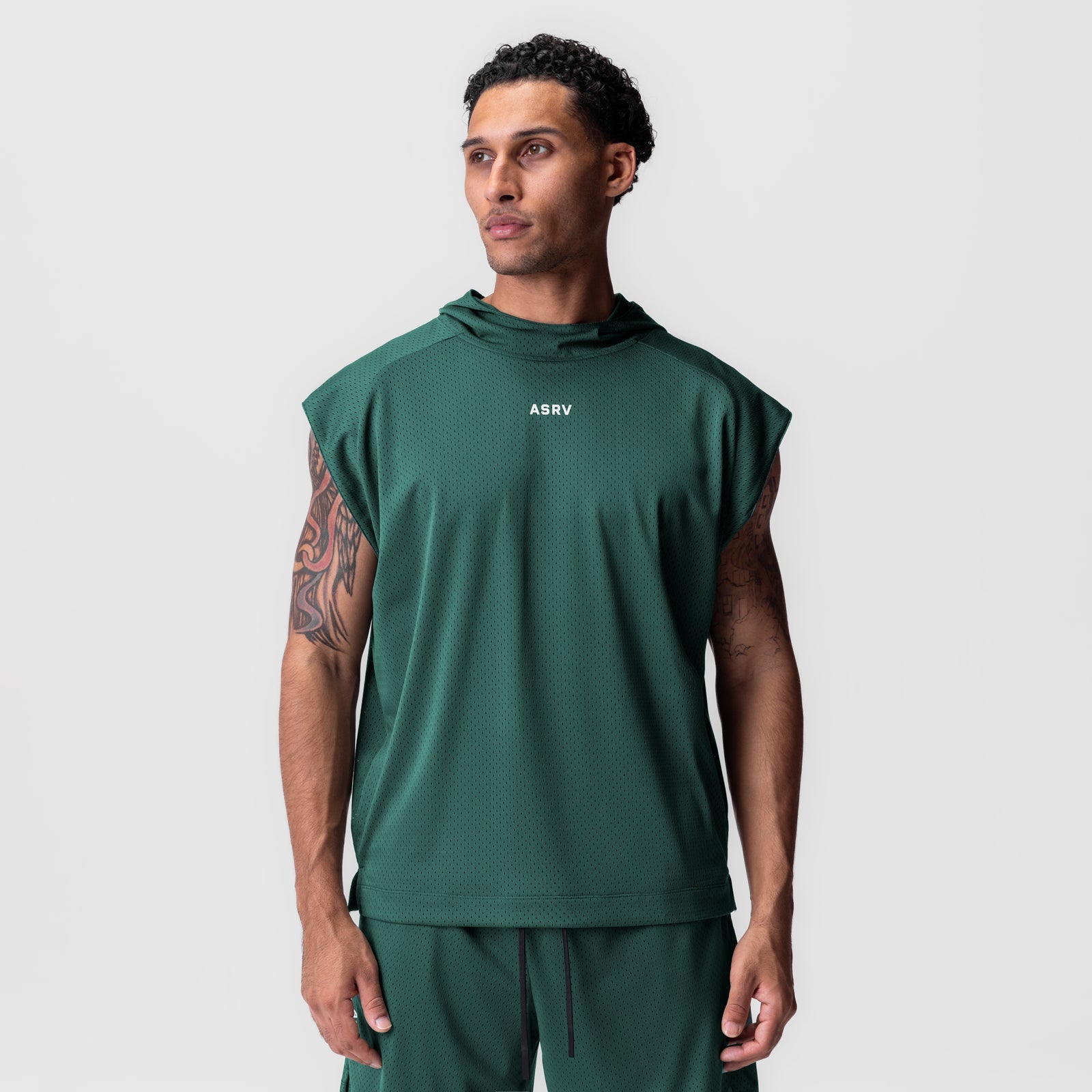 0983. Reversible 2-in-1 Cutoff Hoodie Forest Green | ASRV Online