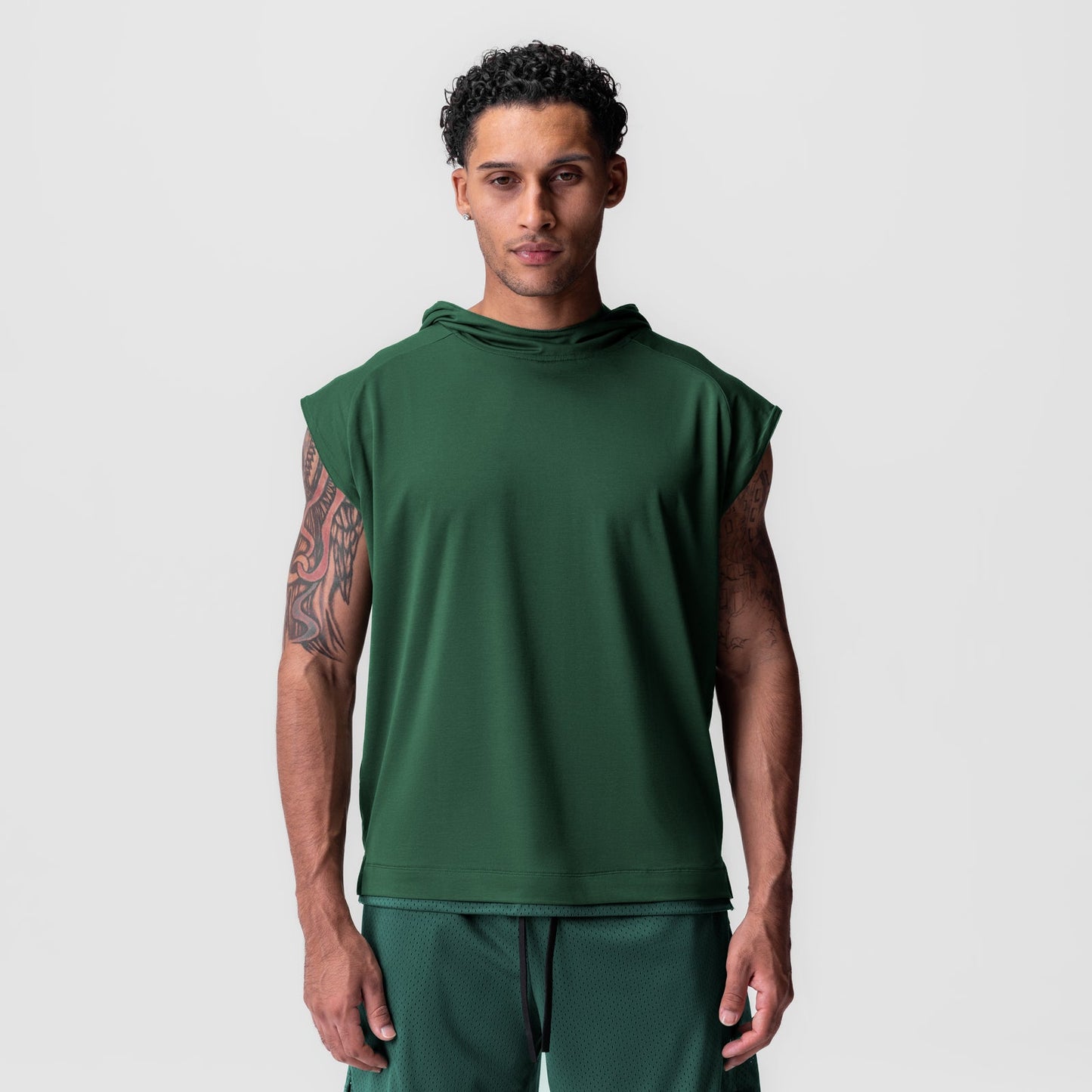 0983. Reversible 2-in-1 Cutoff Hoodie Forest Green | ASRV Online