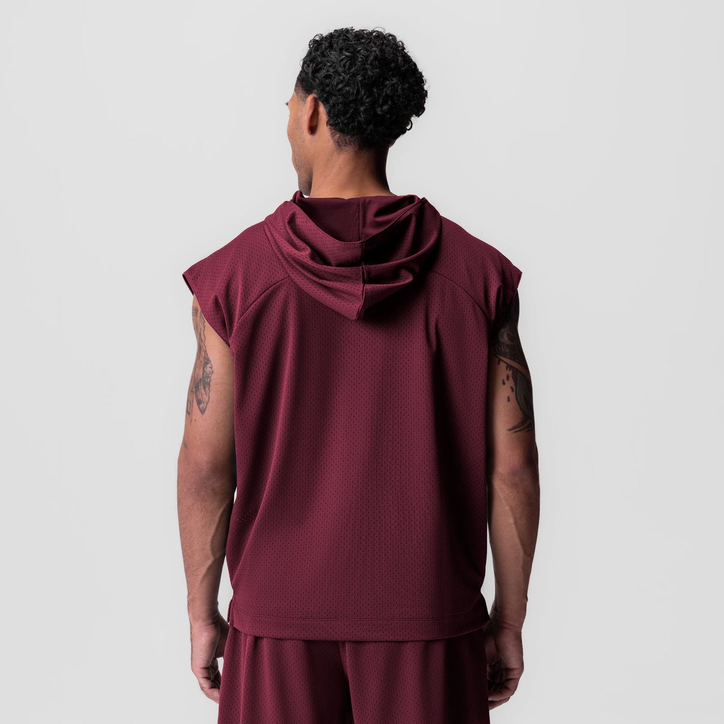 0983. Reversible 2-in-1 Cutoff Hoodie Crimson | ASRV US