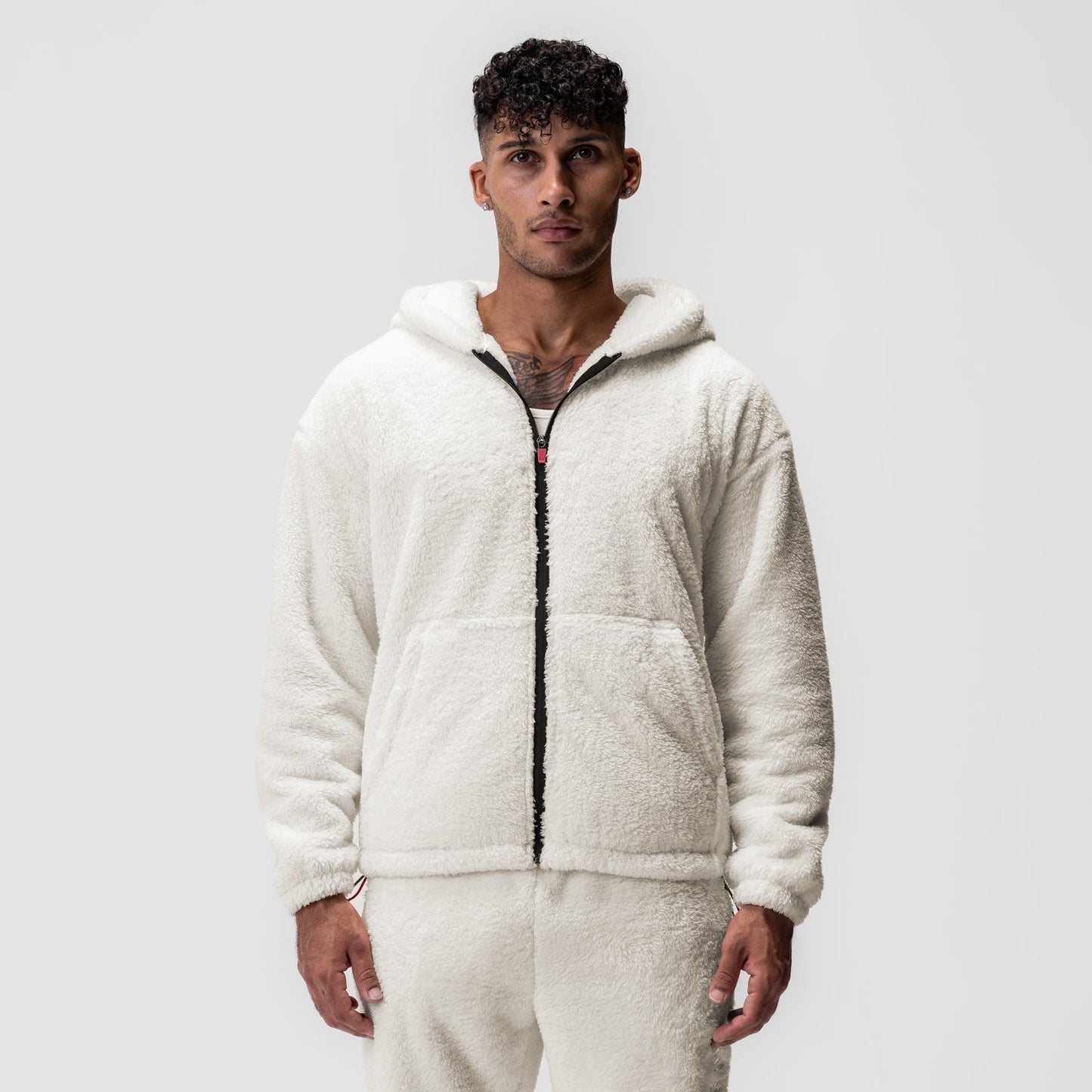 0887. Sherpa Recovery Full Zip Hoodie Ivory Cream/Black | ASRV for sale