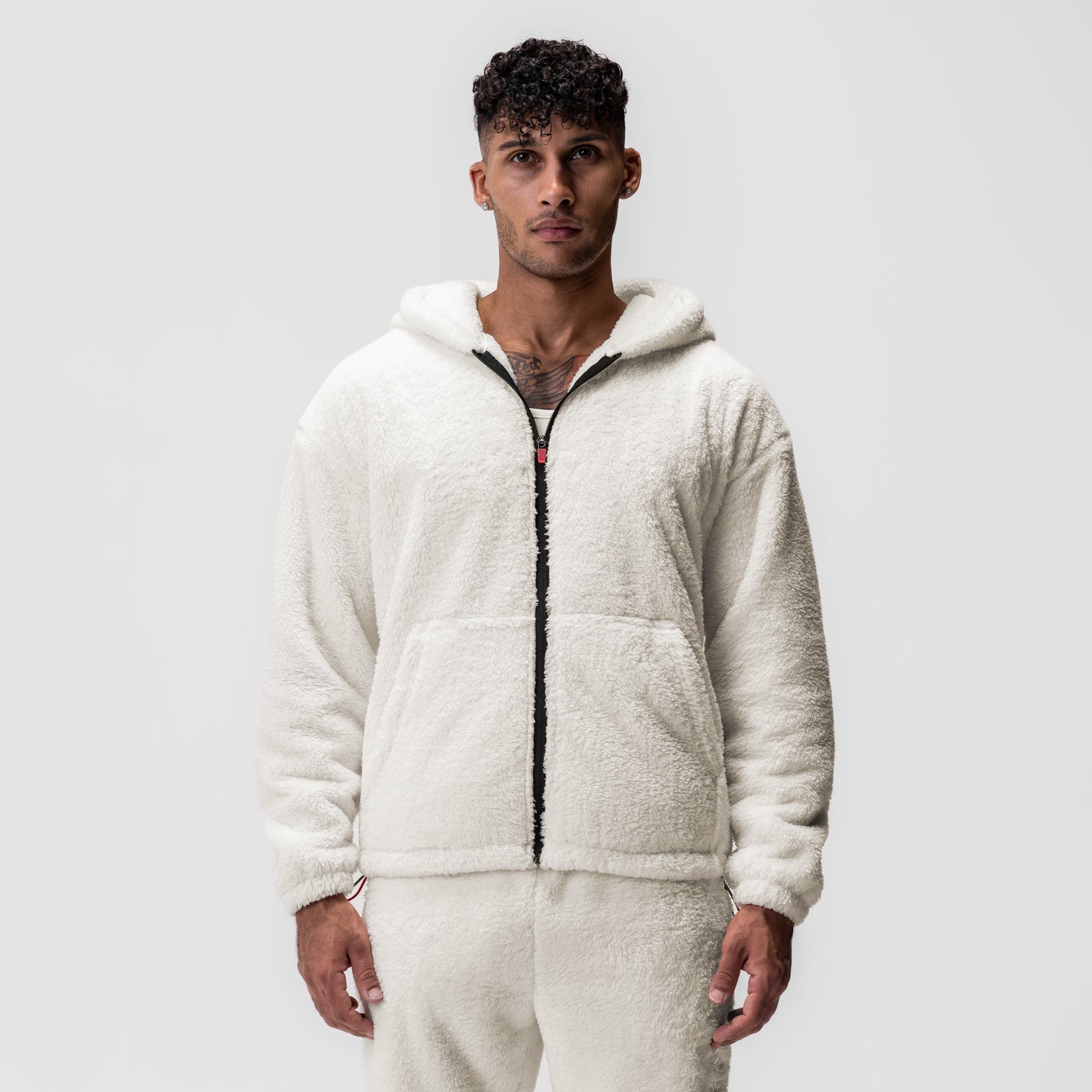 0887. Sherpa Recovery Full Zip Hoodie Ivory Cream/Black | ASRV for sale