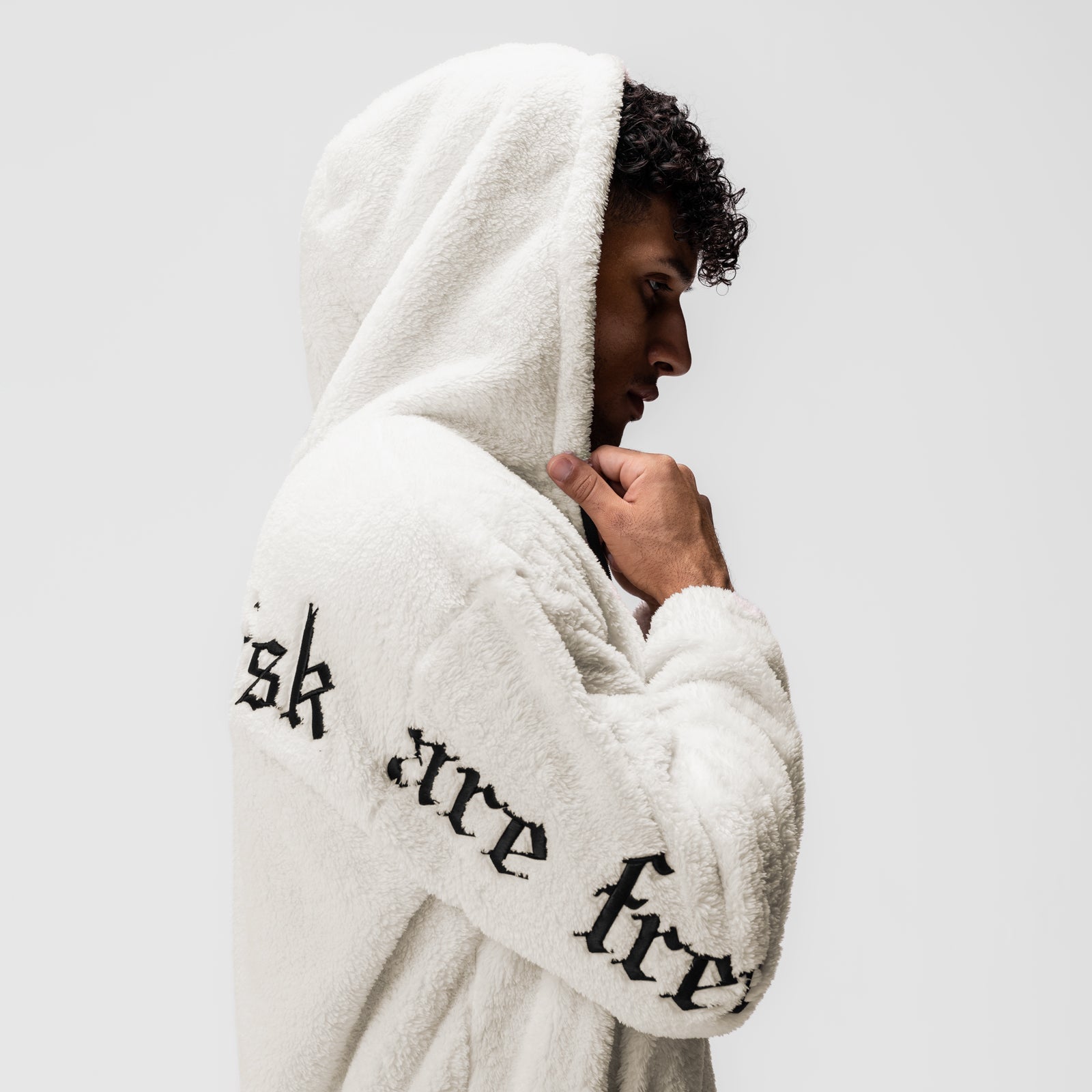 0887. Sherpa Recovery Full Zip Hoodie Ivory Cream/Black | ASRV for sale