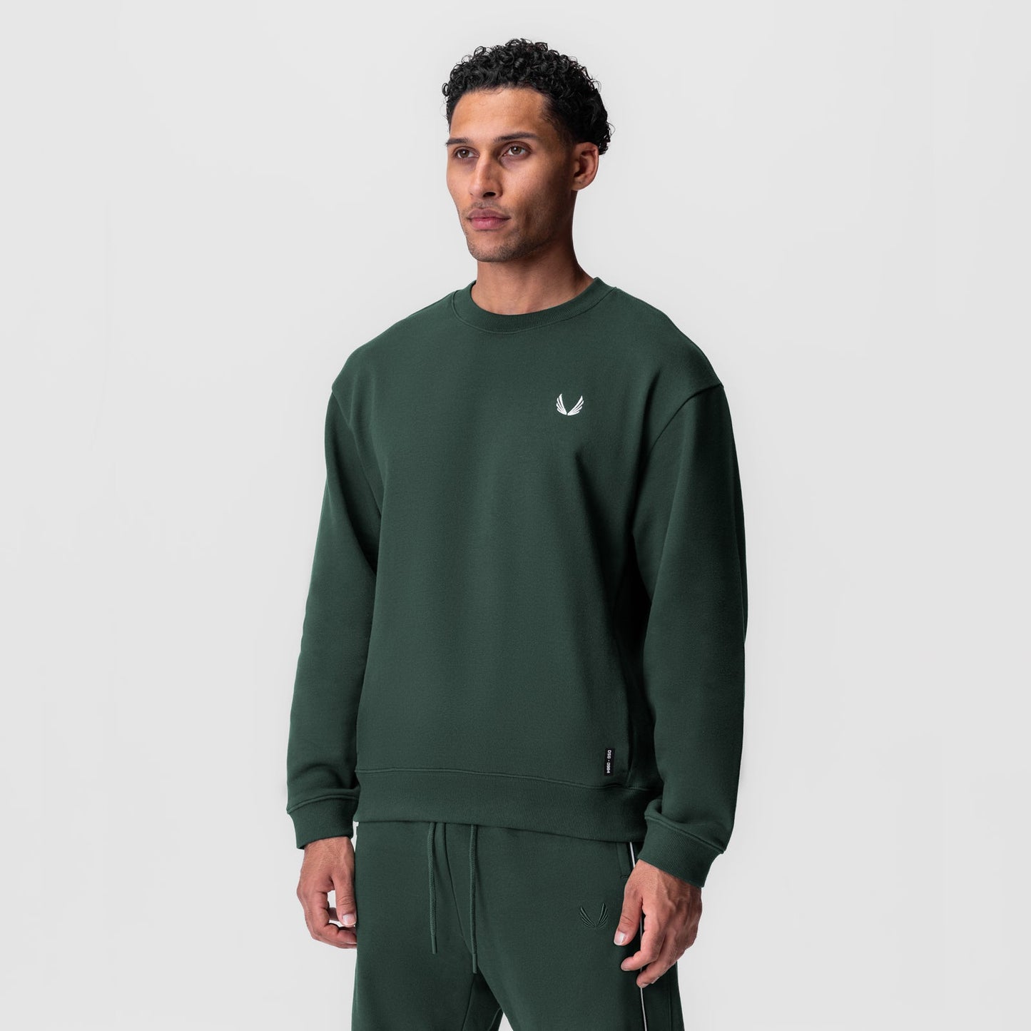 0984. Herringbone Terry Crewneck Forest Green | ASRV sale