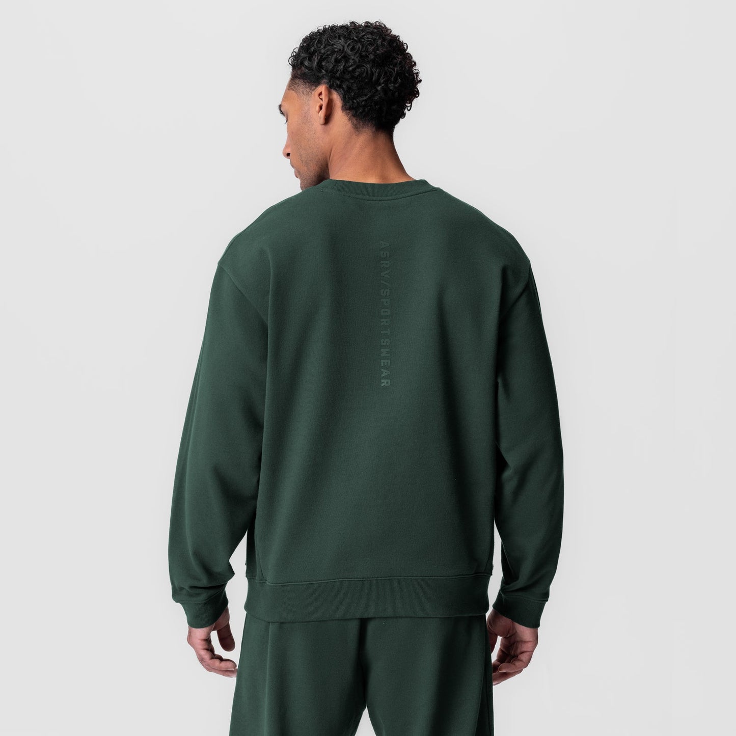 0984. Herringbone Terry Crewneck Forest Green | ASRV sale
