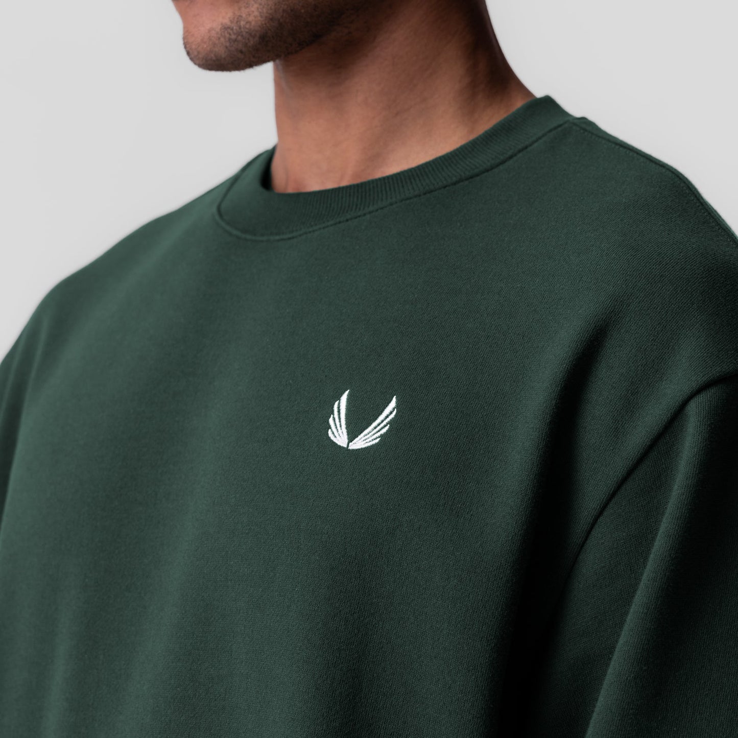 0984. Herringbone Terry Crewneck Forest Green | ASRV sale