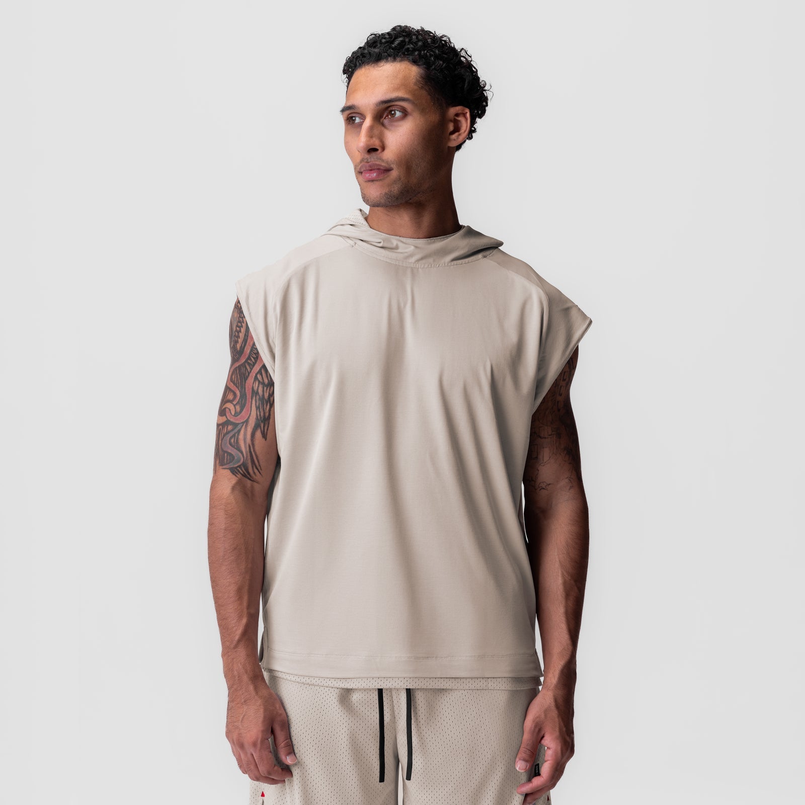 0983. Reversible 2-in-1 Cutoff Hoodie Chai | ASRV Online