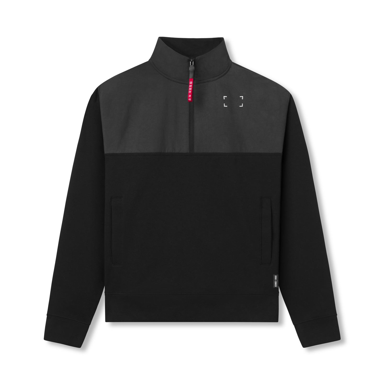 0903. Tech-Terry™ Paneled Quarter Zip Black "Wave Dye" | ASRV US
