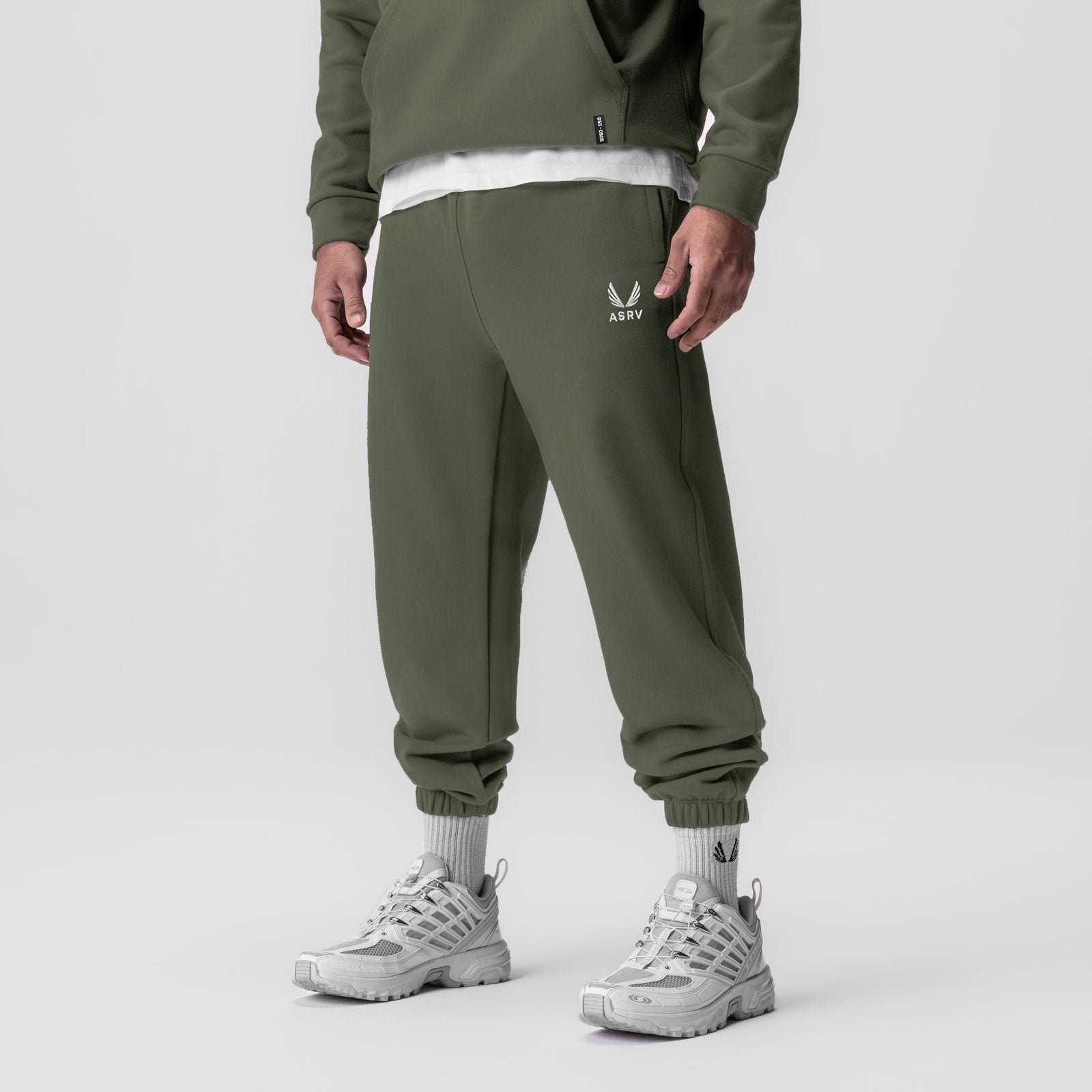 0655. Tech-Terry™ Oversized Sweats Olive "Emblem" | ASRV on sale
