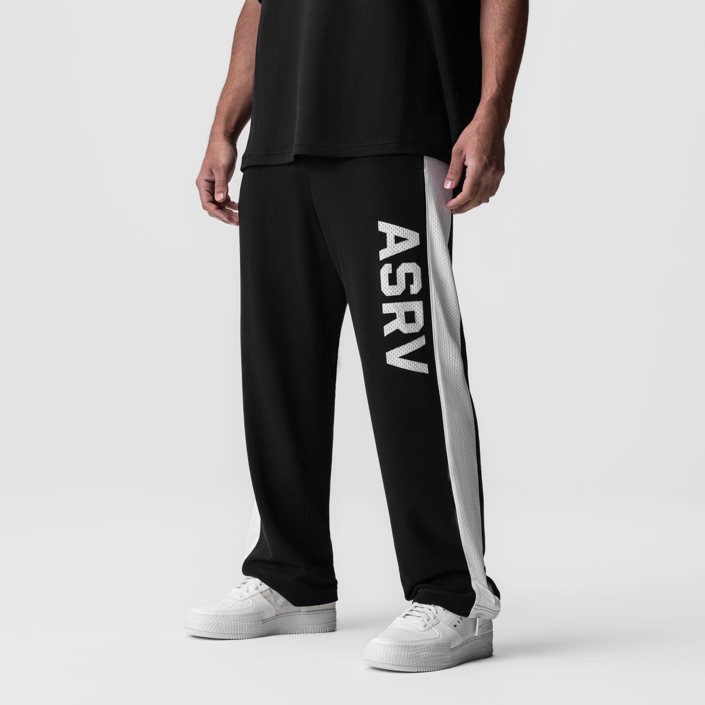 0957. Waffle Knit Relaxed Sweatpant Black/White | ASRV on sale