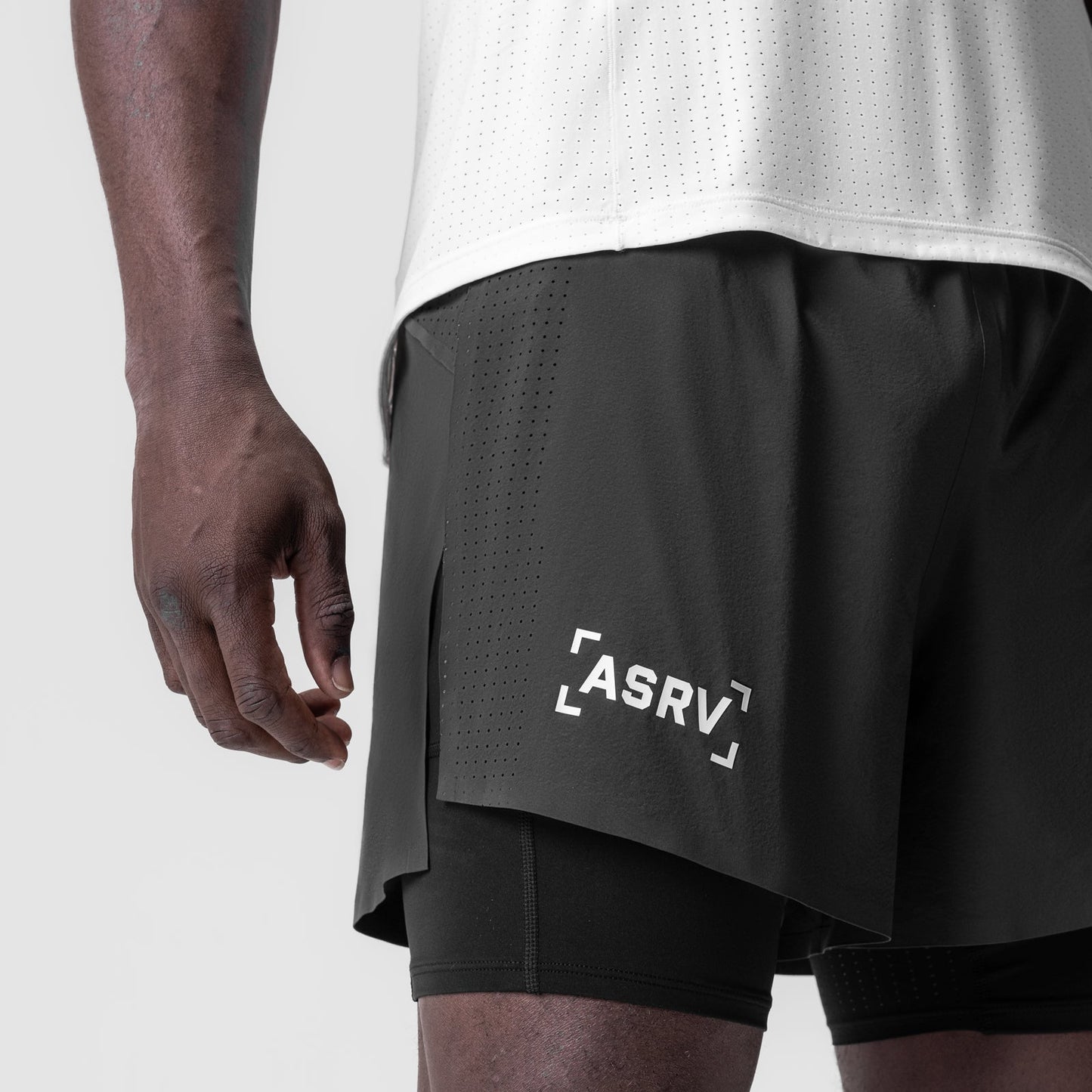 0951. Aerotex™ 4" High Split Liner Short Space Grey | ASRV on sale
