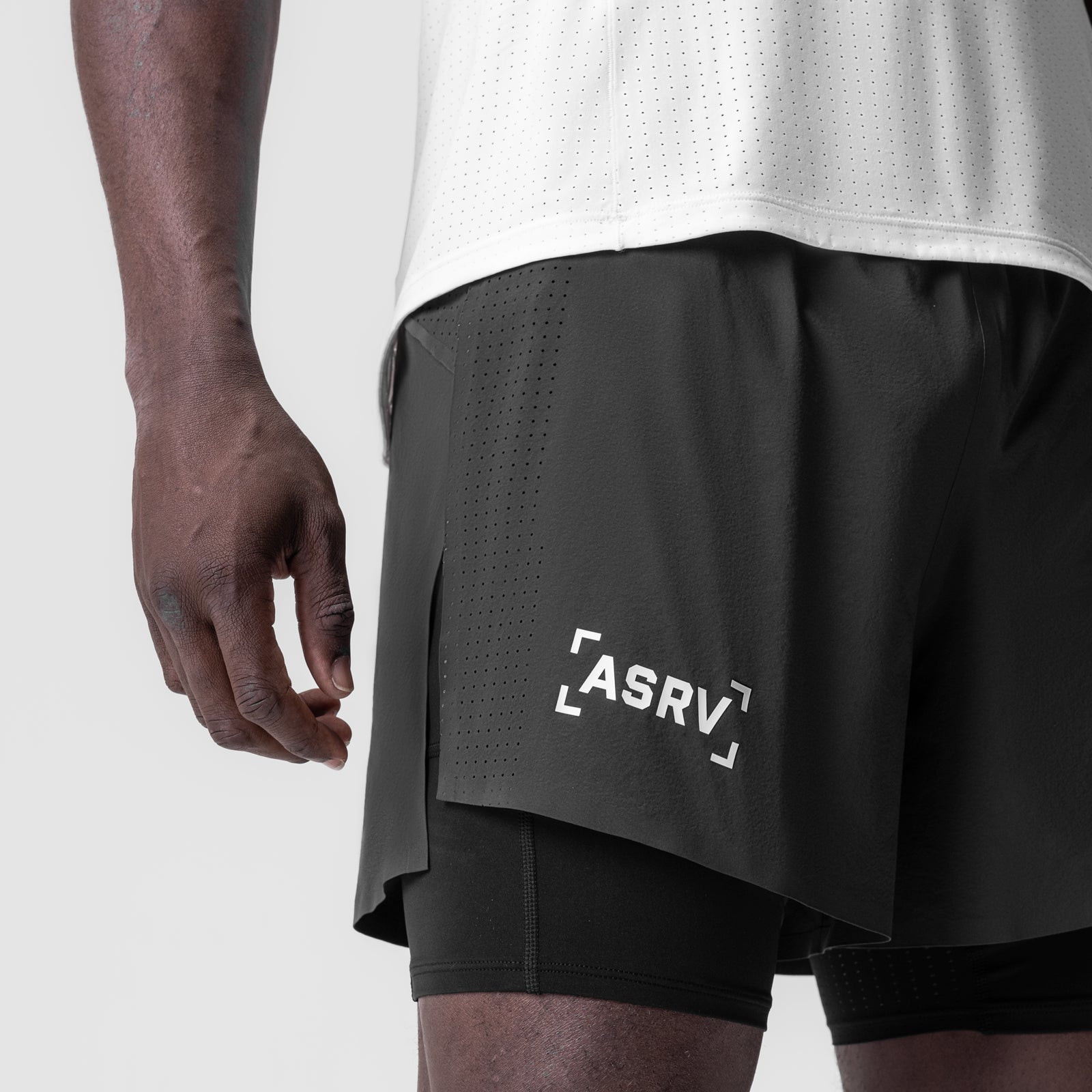 0951. Aerotex™ 4" High Split Liner Short Space Grey | ASRV on sale
