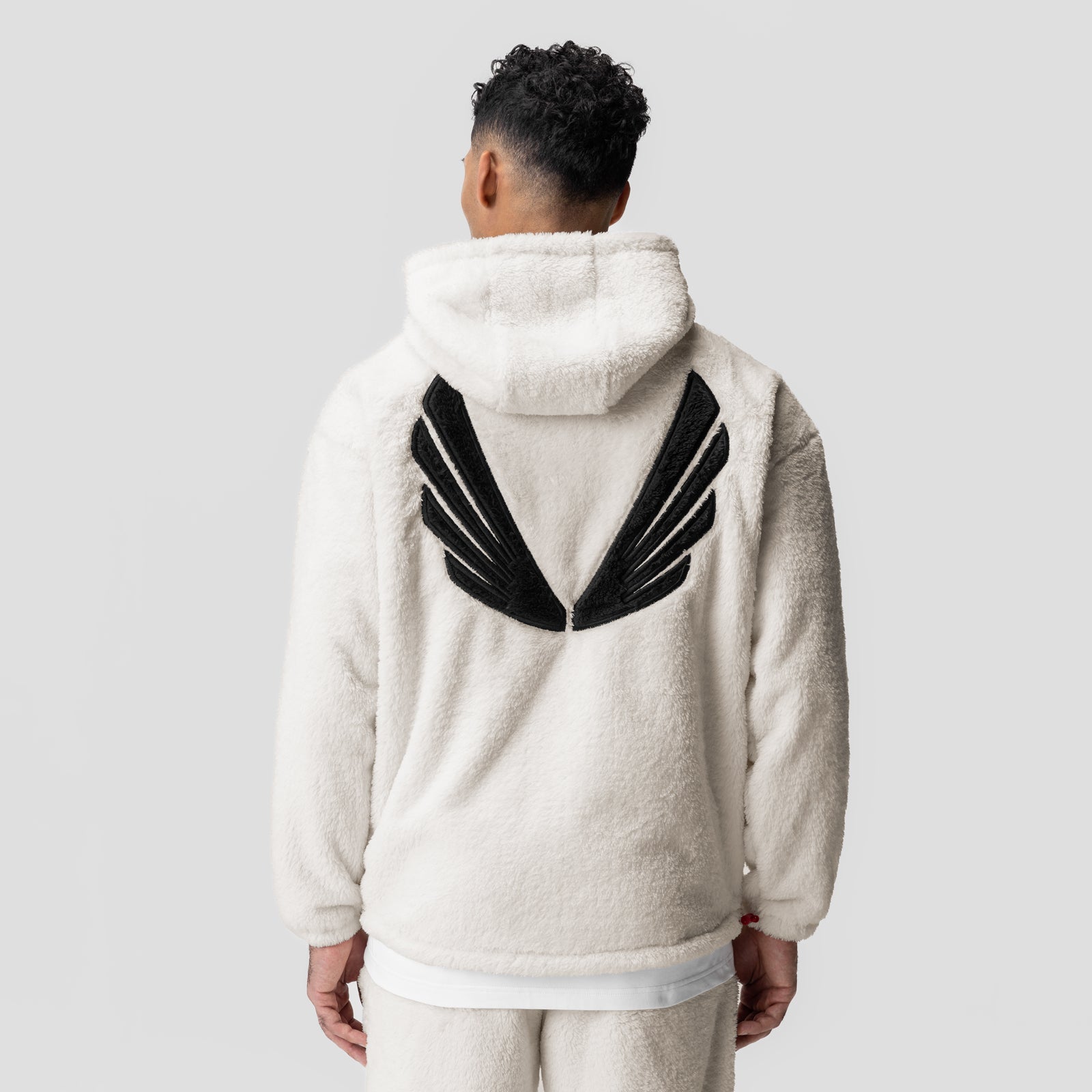 0553. Sherpa Recovery Hoodie Ivory Cream/Black "Wings" | ASRV on sale
