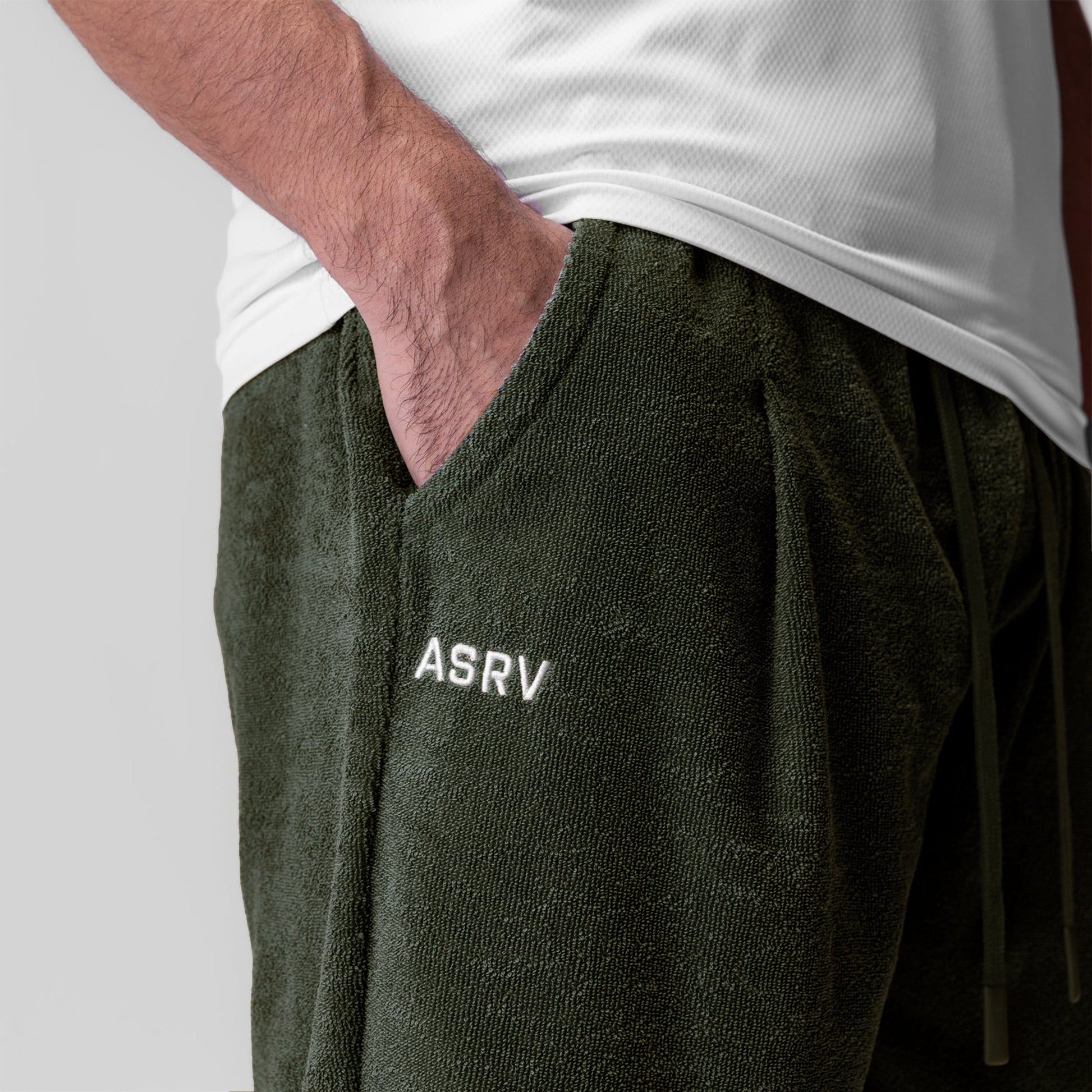 1094. Towel Terry Relaxed Short Olive | ASRV Discount