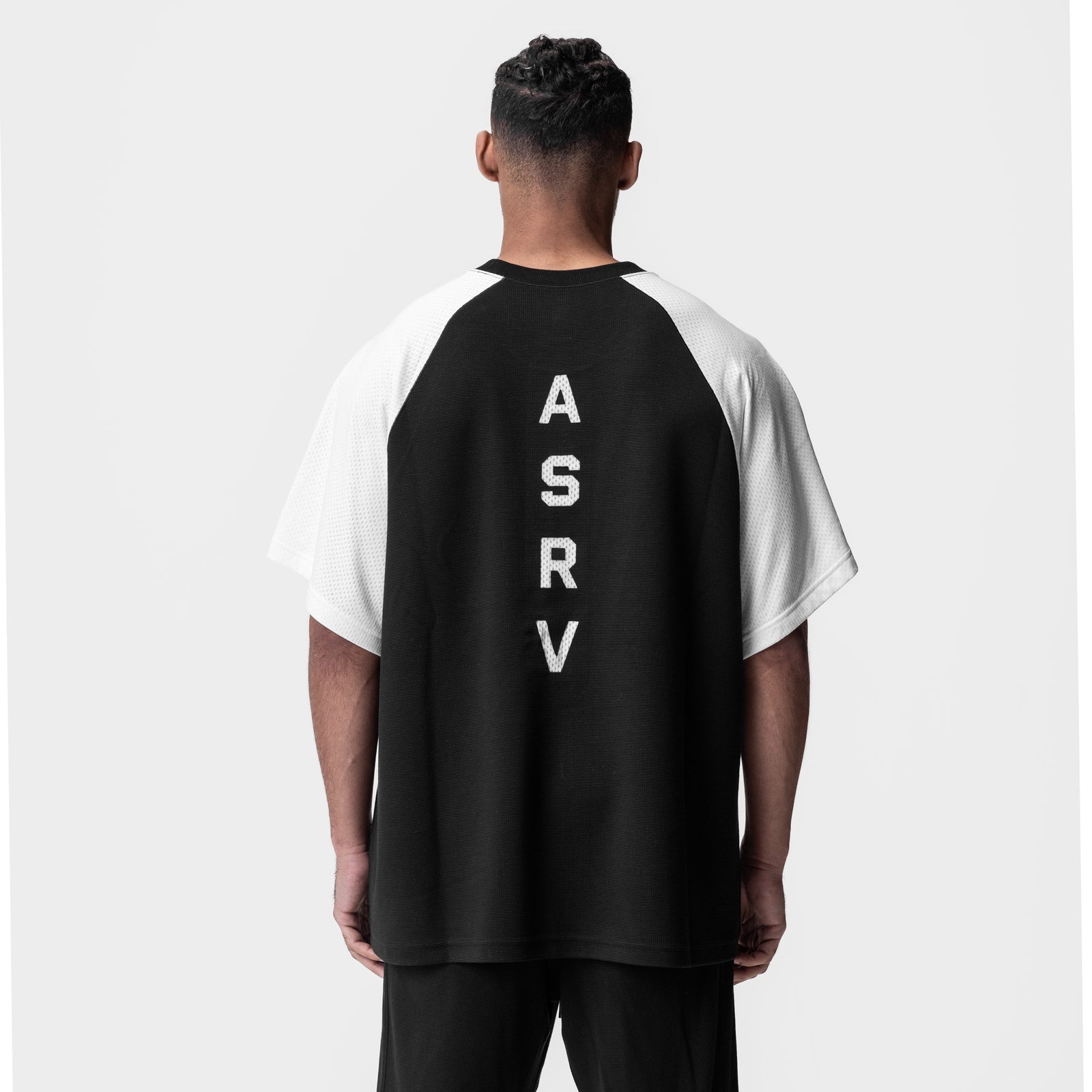 0946. Waffle Knit Oversized Tee Black/White | ASRV Discount