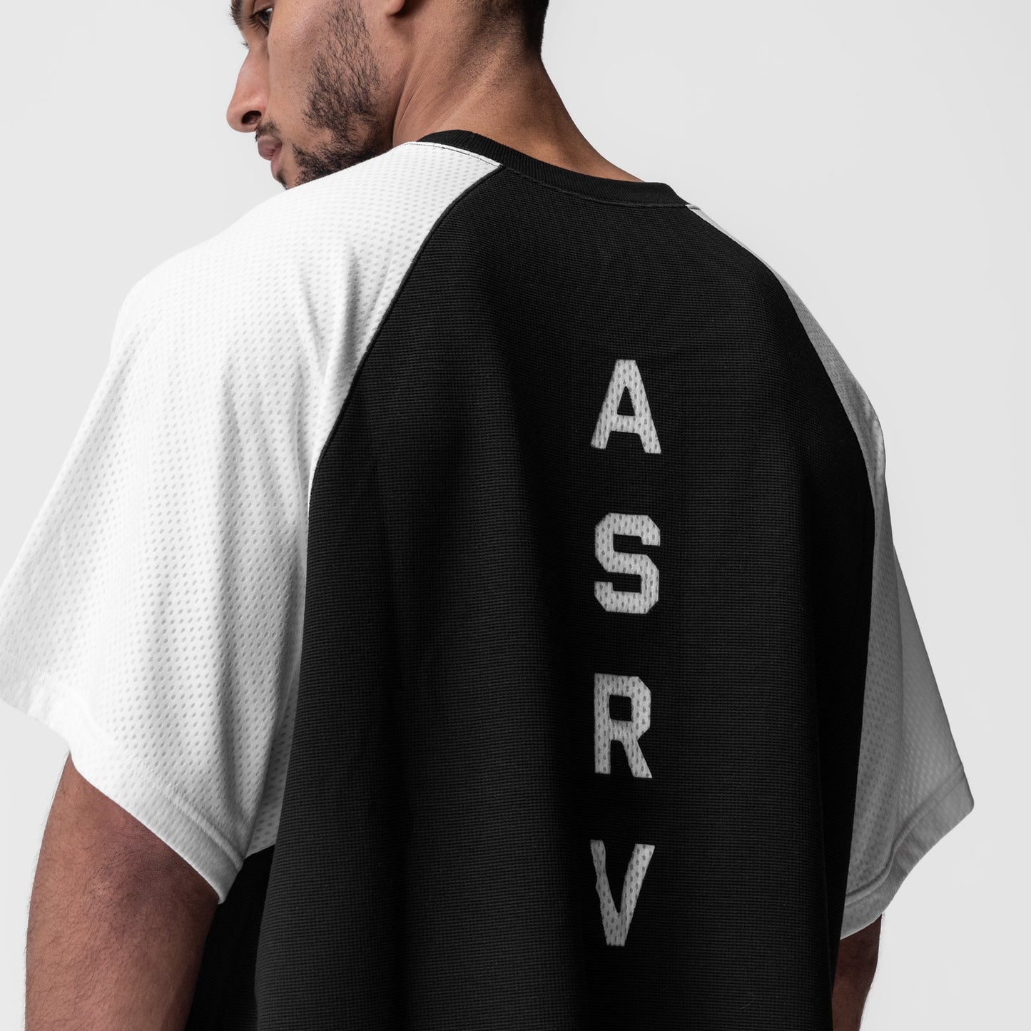 0946. Waffle Knit Oversized Tee Black/White | ASRV Discount