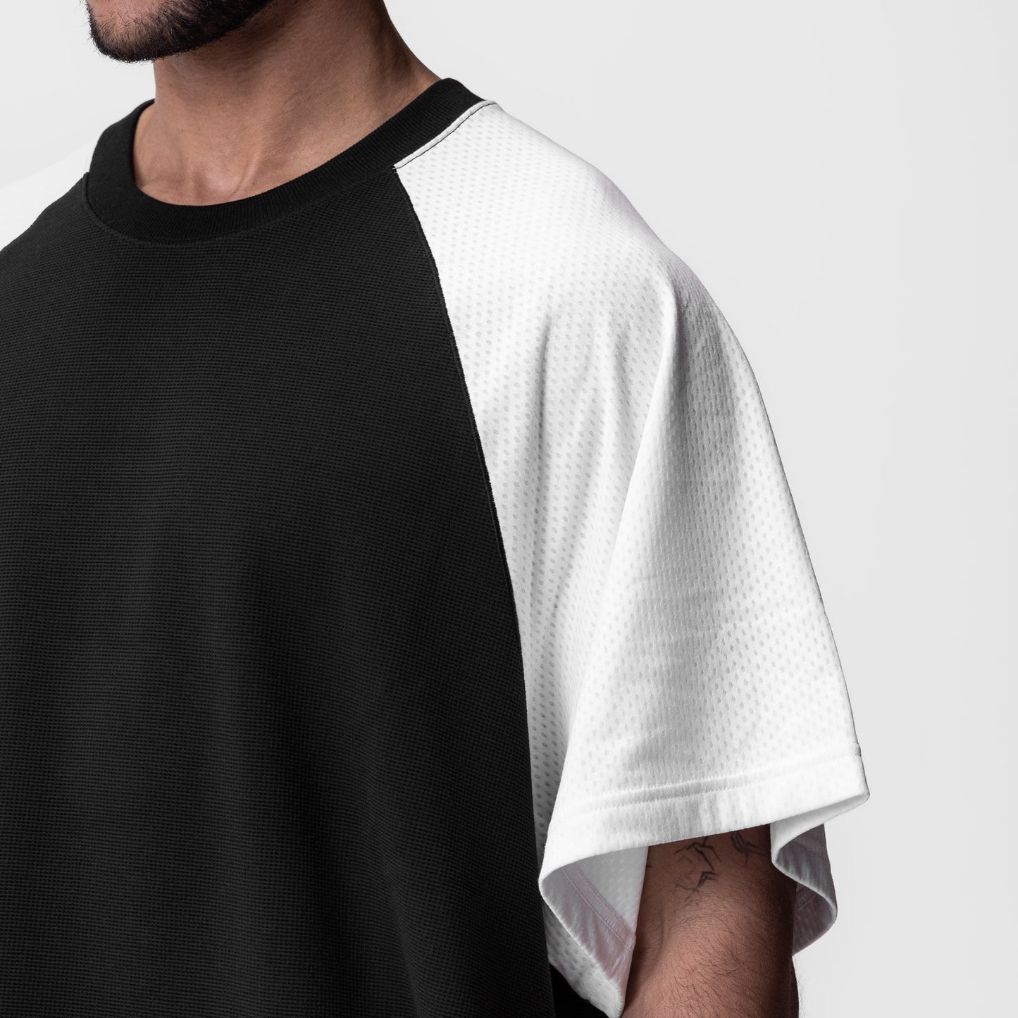 0946. Waffle Knit Oversized Tee Black/White | ASRV Discount