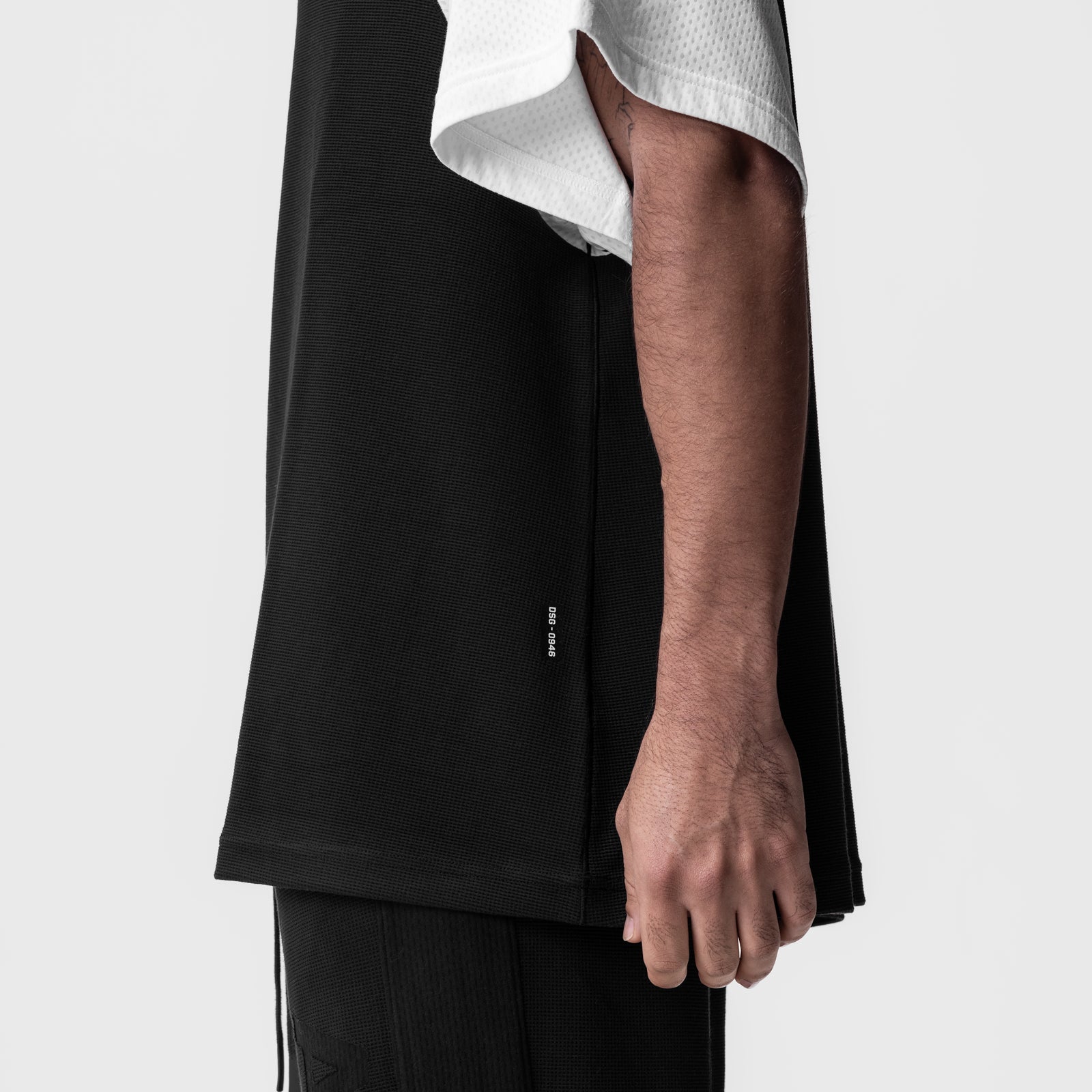 0946. Waffle Knit Oversized Tee Black/White | ASRV Discount