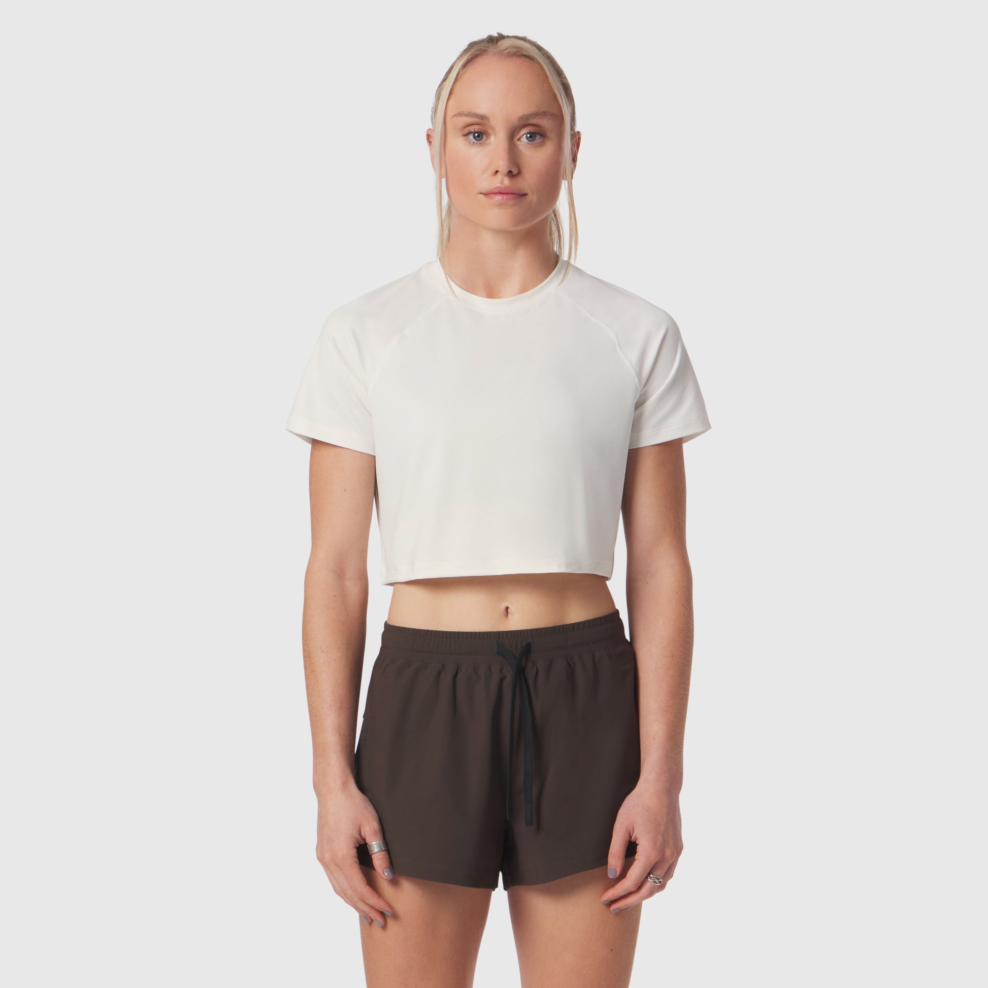 W018. AeroSilver® Cropped Tee Ivory Cream | ASRV on sale