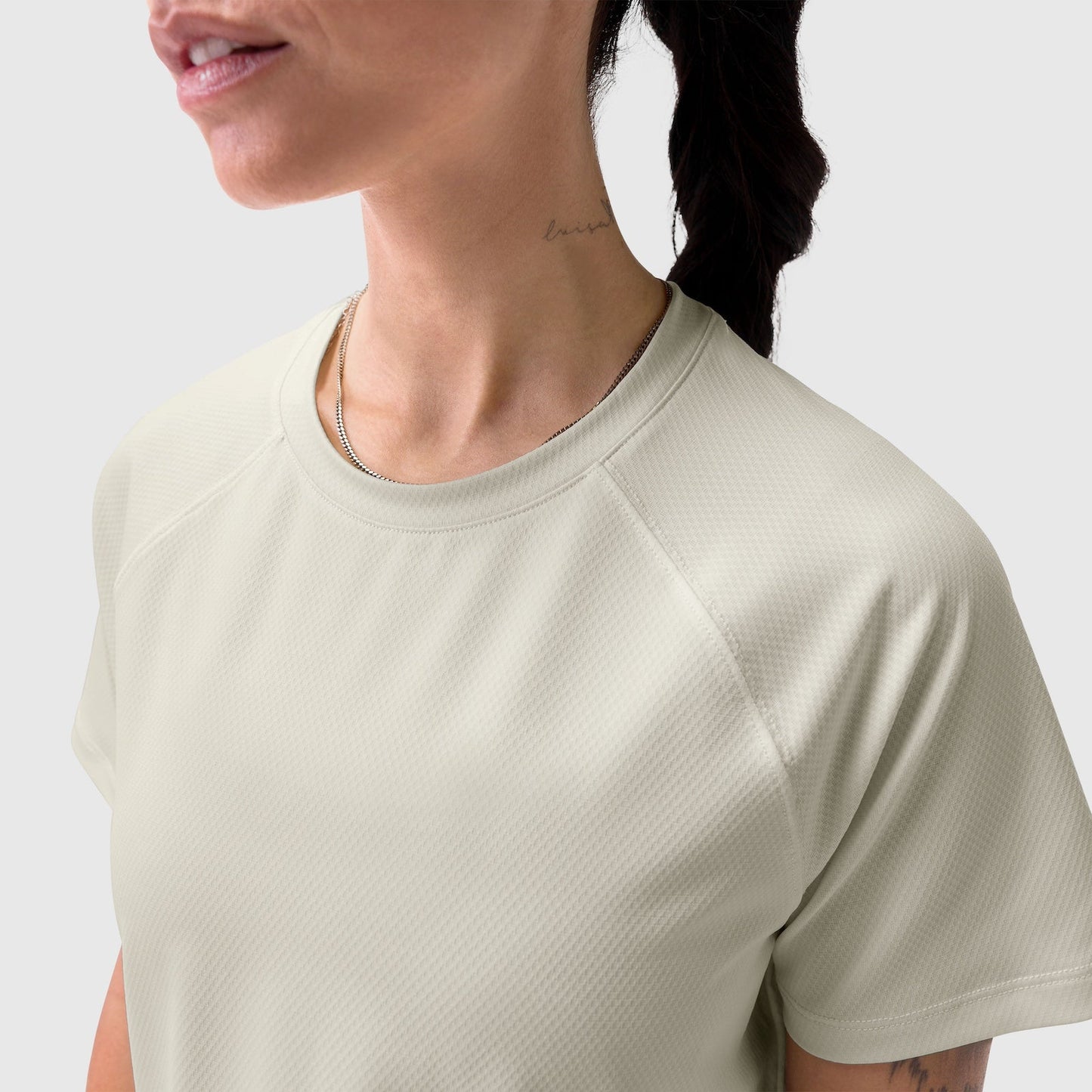 W018. AeroSilver® Cropped Tee Ivory Cream | ASRV on sale