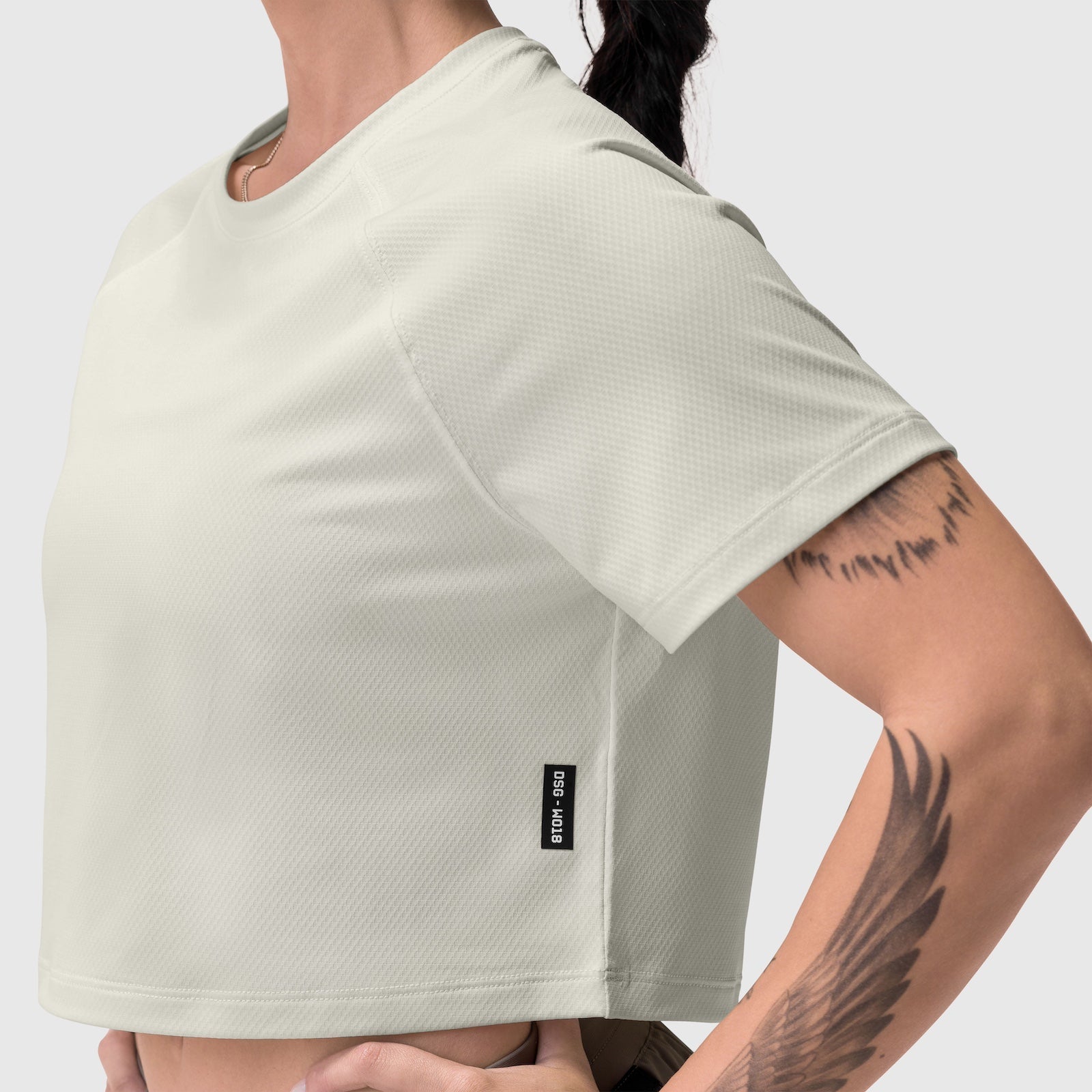 W018. AeroSilver® Cropped Tee Ivory Cream | ASRV on sale