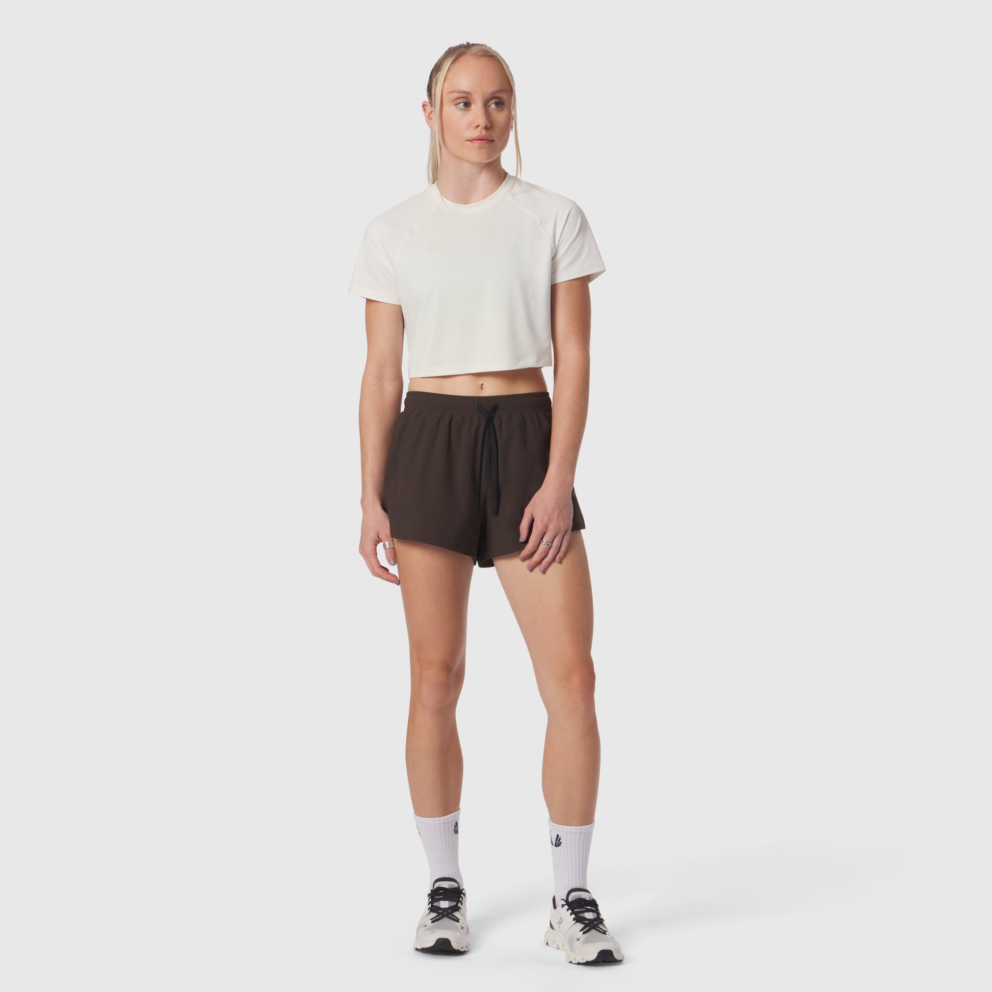 W018. AeroSilver® Cropped Tee Ivory Cream | ASRV on sale