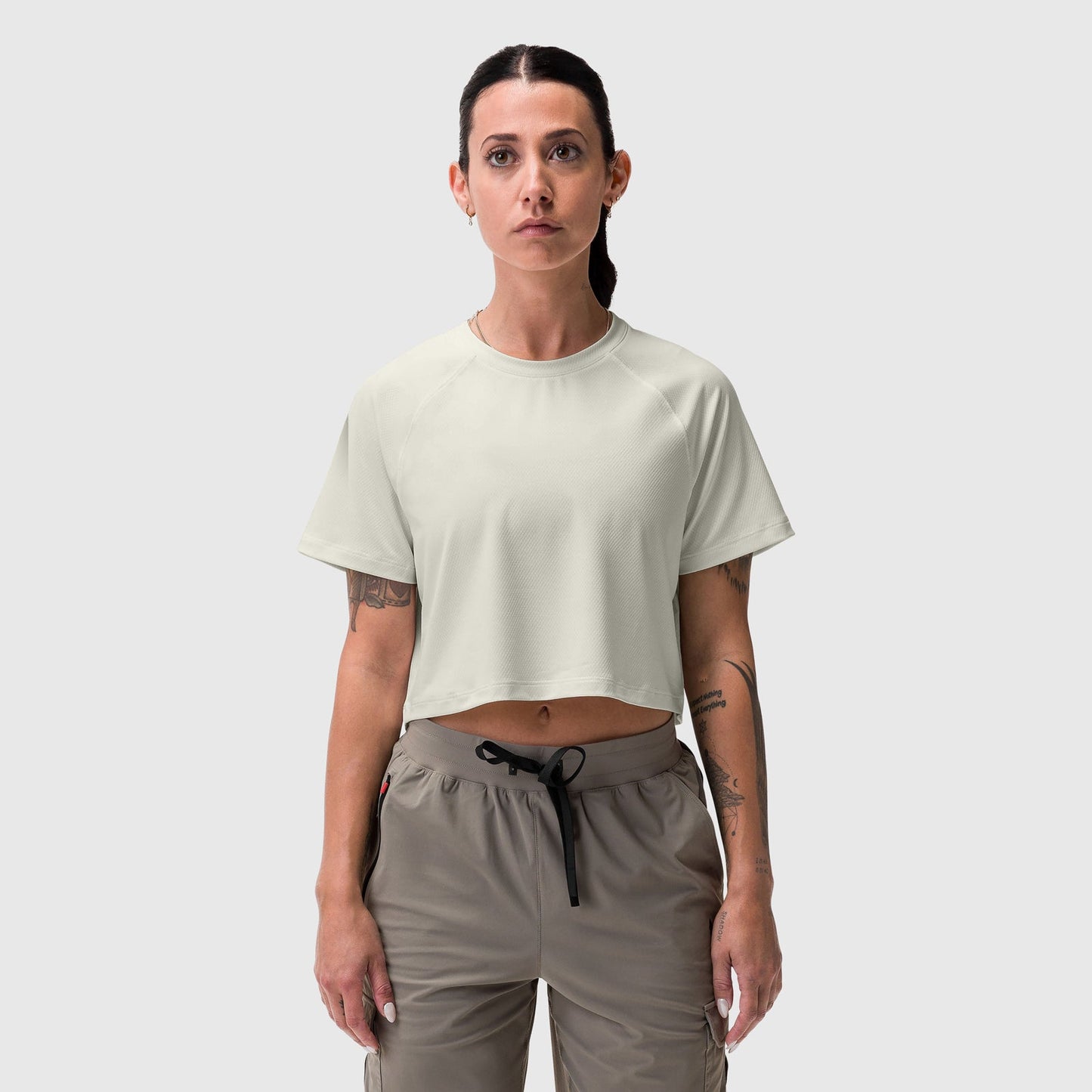 W018. AeroSilver® Cropped Tee Ivory Cream | ASRV on sale