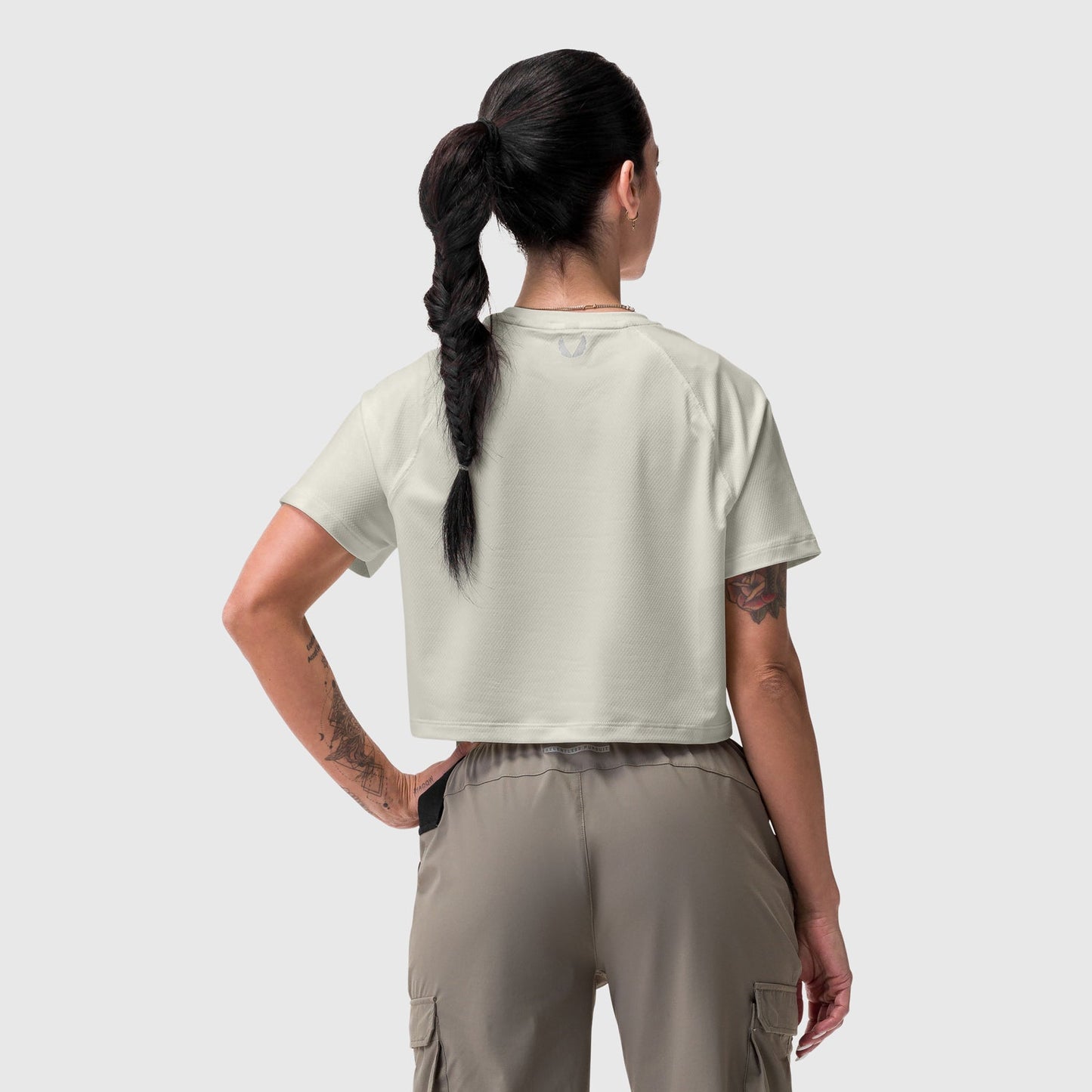 W018. AeroSilver® Cropped Tee Ivory Cream | ASRV on sale