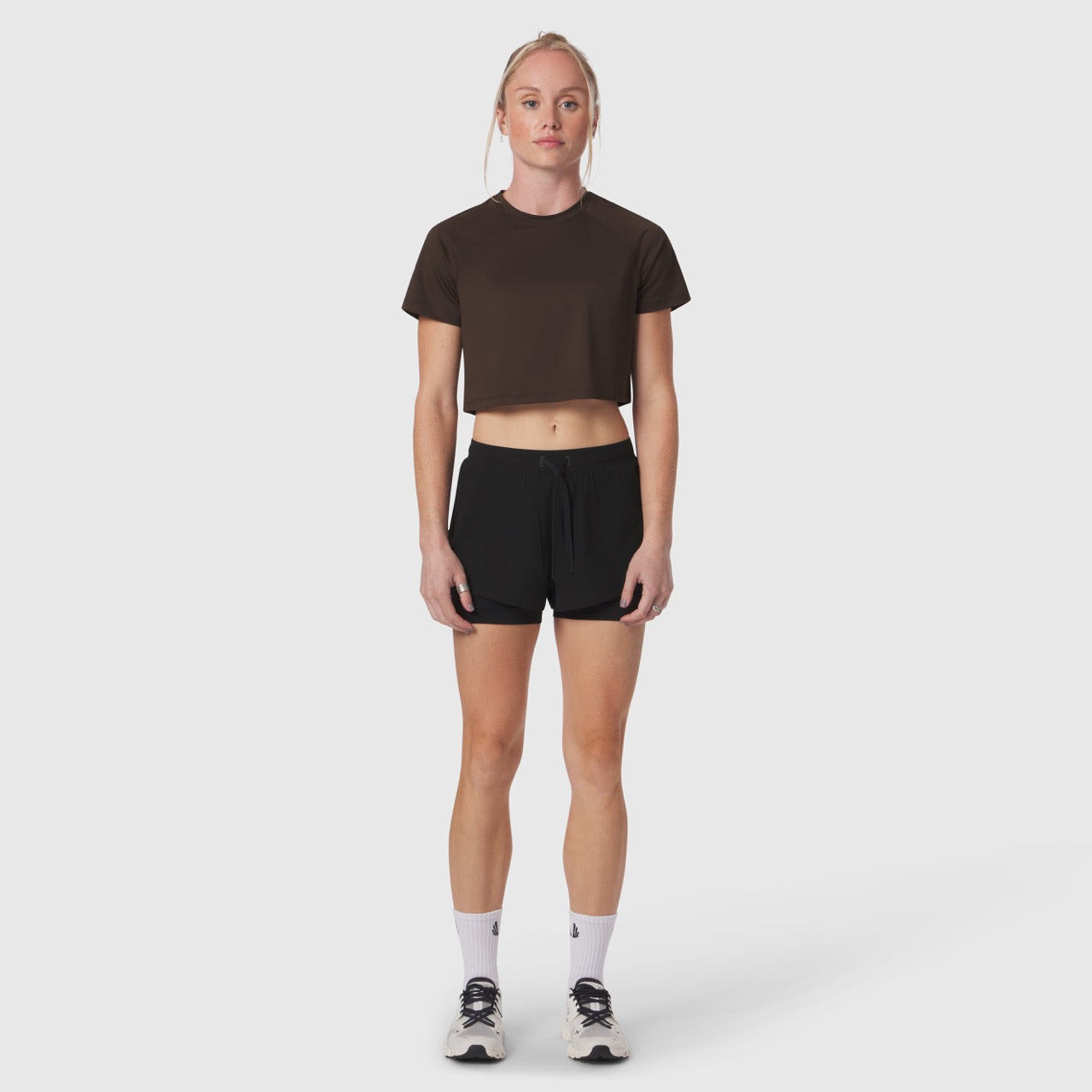 W018. AeroSilver® Cropped Tee Dark Earth | ASRV for sale