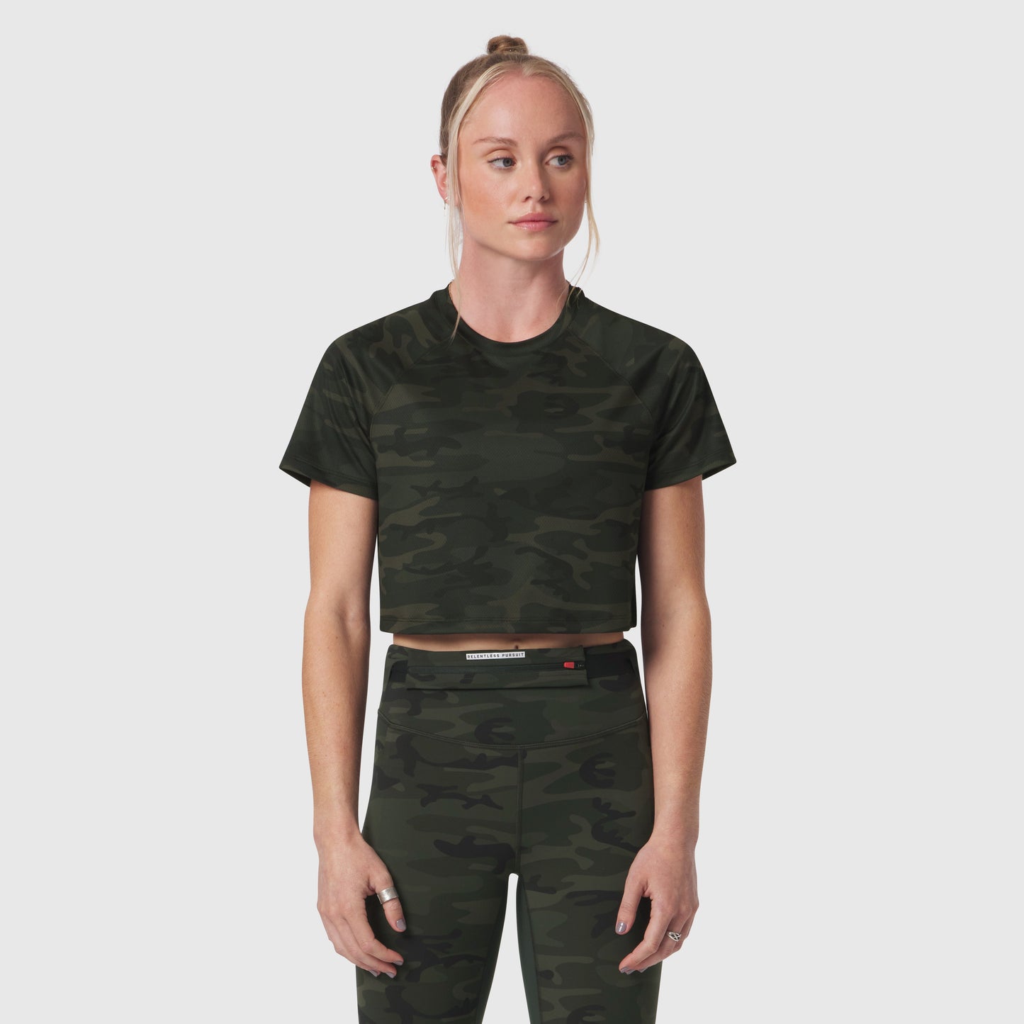 W018. AeroSilver® Cropped Tee Dark Camo | ASRV discount