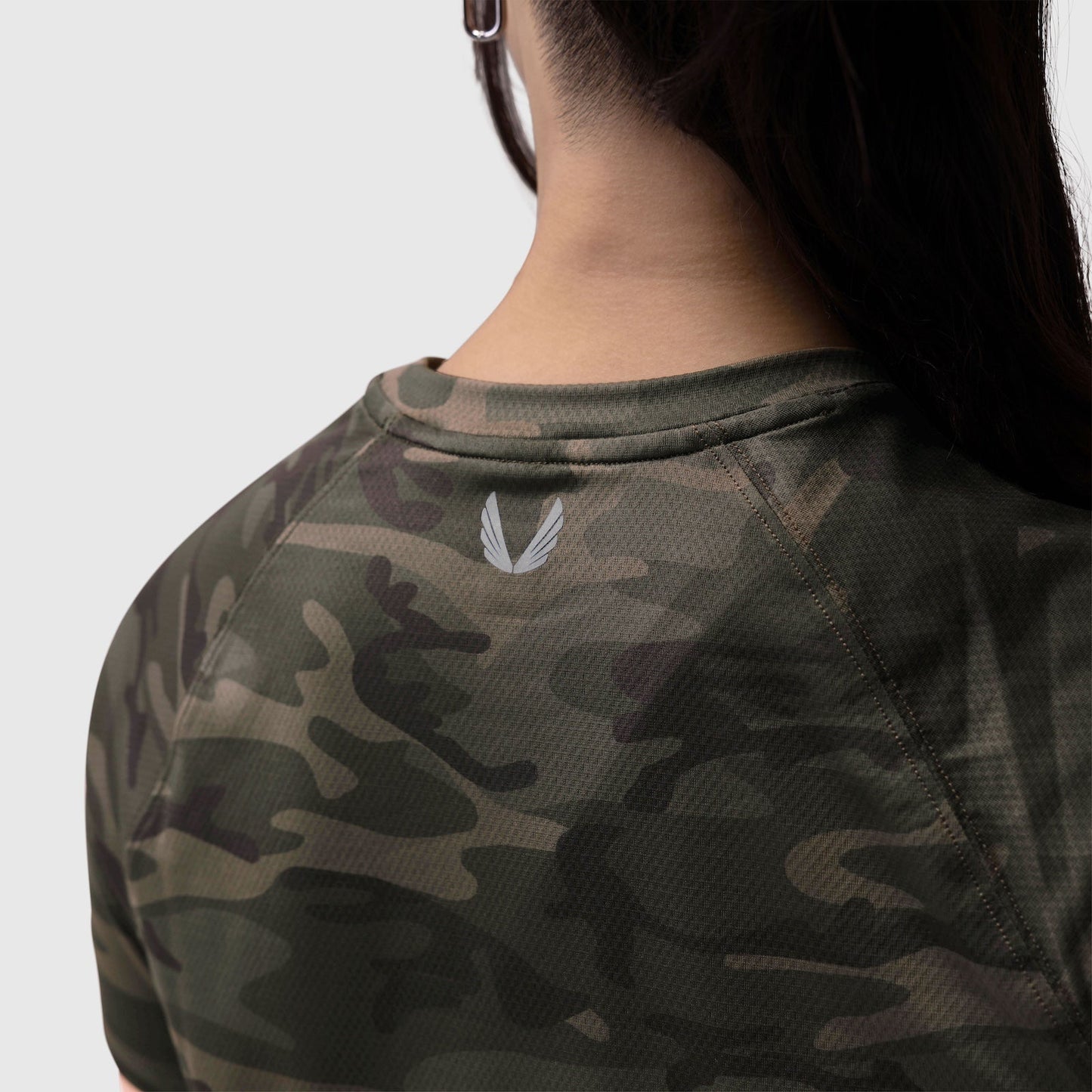 W018. AeroSilver® Cropped Tee Dark Camo | ASRV discount