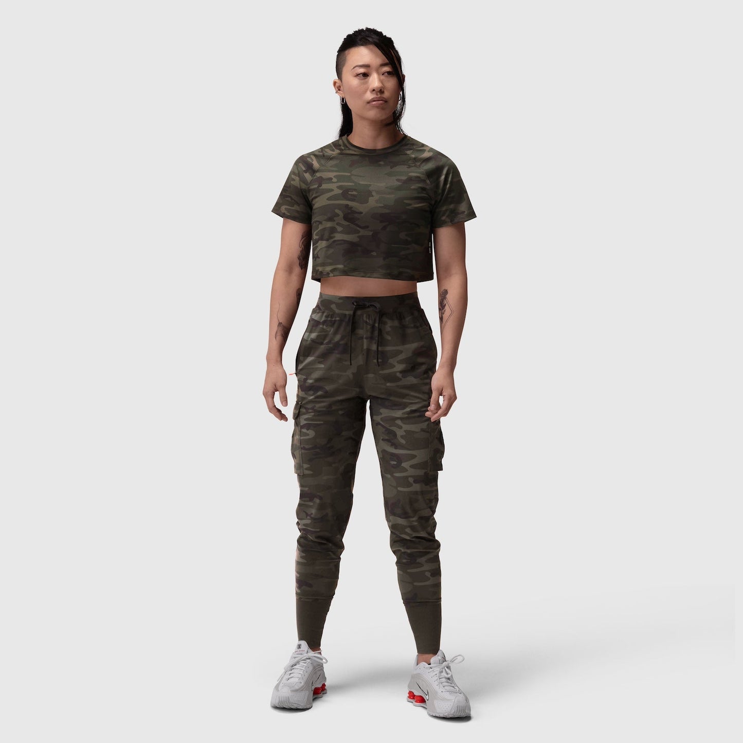 W018. AeroSilver® Cropped Tee Dark Camo | ASRV discount