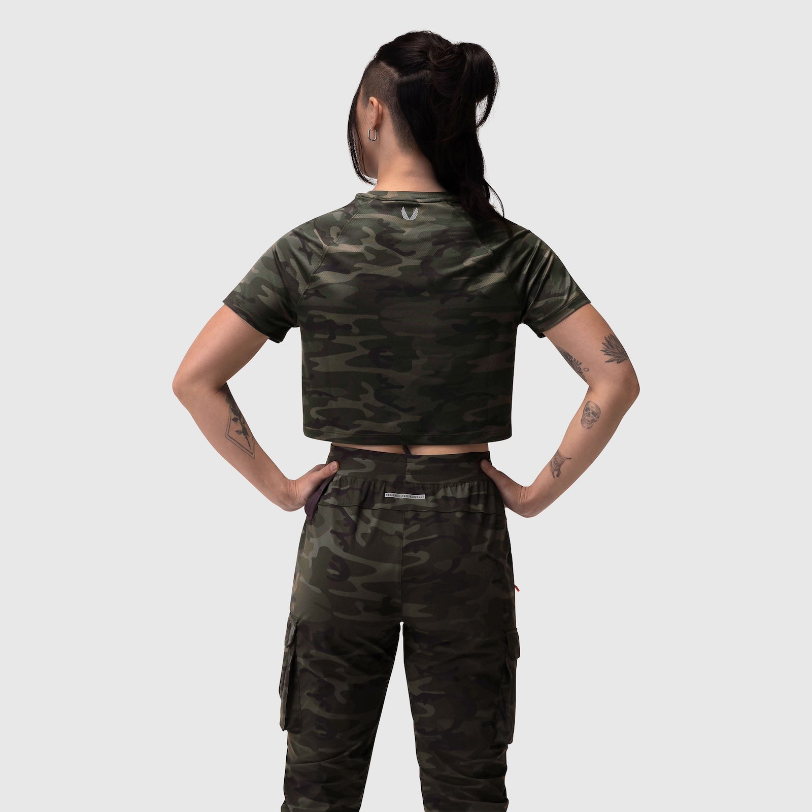 W018. AeroSilver® Cropped Tee Dark Camo | ASRV discount