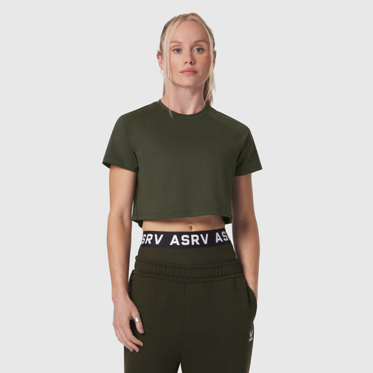 W018. AeroSilver® Cropped Tee Olive | ASRV Online