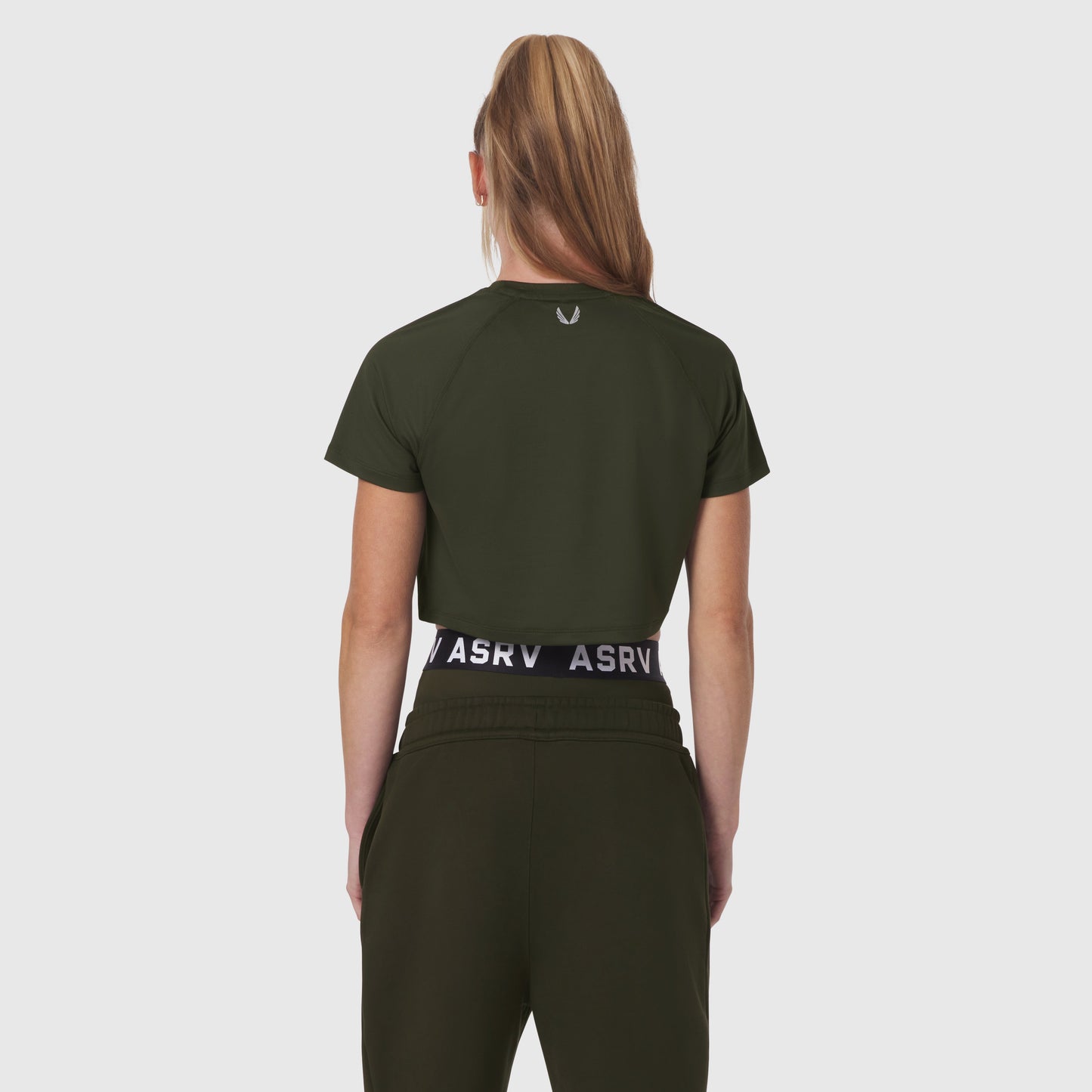 W018. AeroSilver® Cropped Tee Olive | ASRV Online