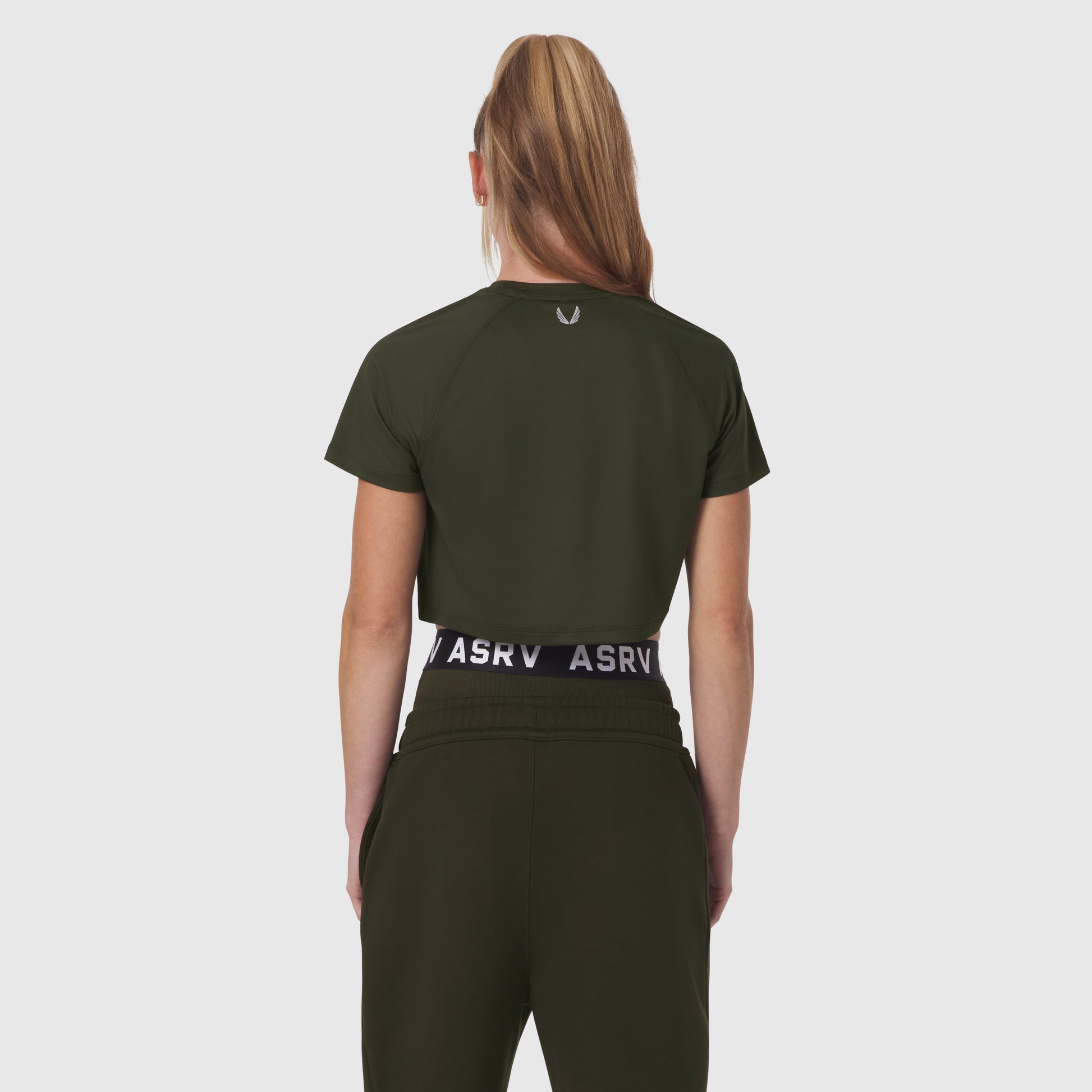 W018. AeroSilver® Cropped Tee Olive | ASRV Online