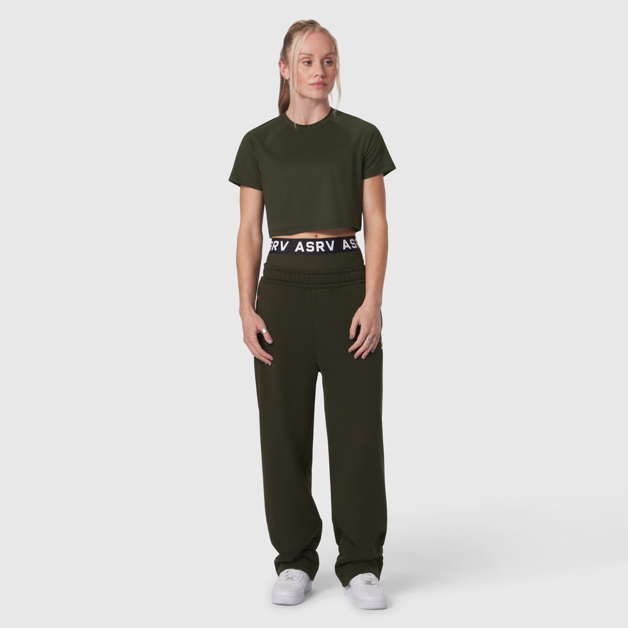 W018. AeroSilver® Cropped Tee Olive | ASRV Online
