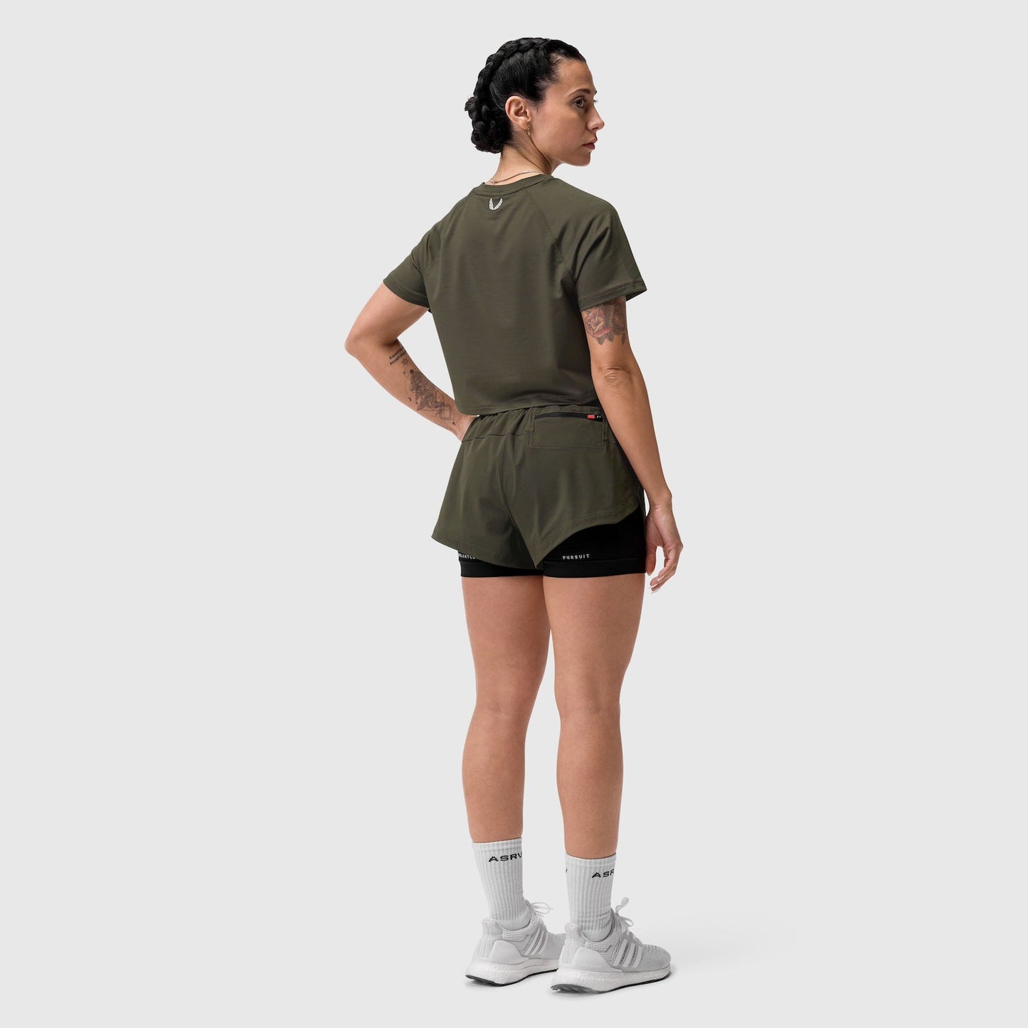 W018. AeroSilver® Cropped Tee Olive | ASRV Online
