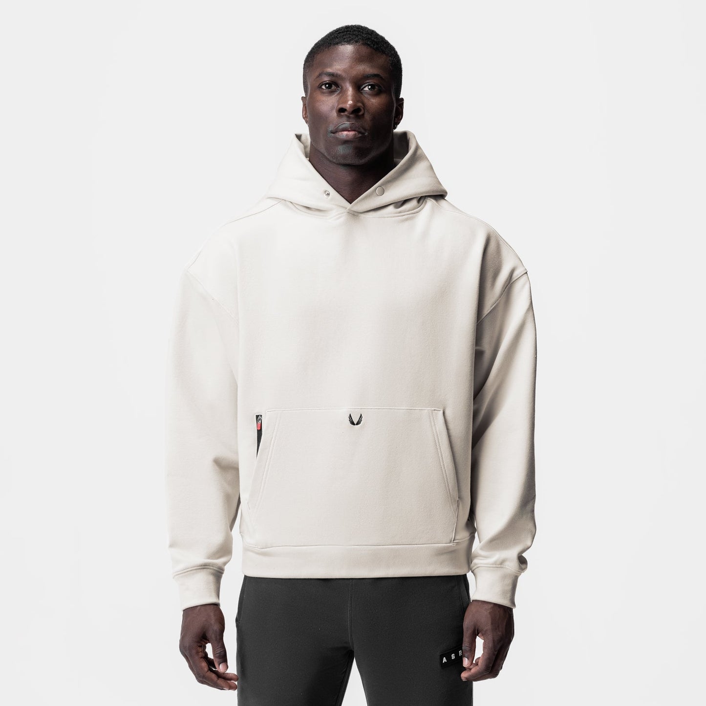 0874. Tech-Terry™ Zip Pocket Hoodie Stone/Black "OTWR" | ASRV near me