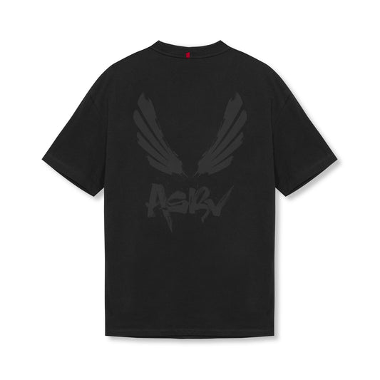 0797. Tech Essential™ Relaxed Tee Black/Black "Brush Wings/ASRV" | ASRV US